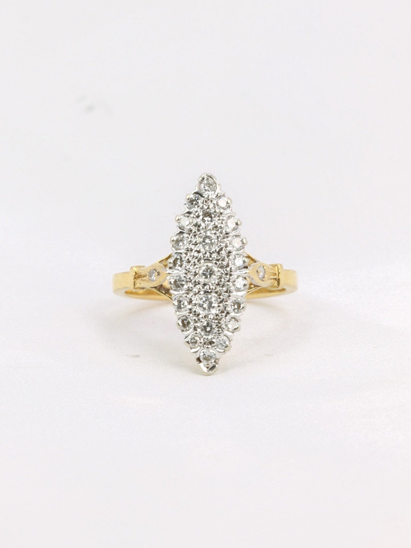 Bague marquise vintage or diamants 0,5 ct