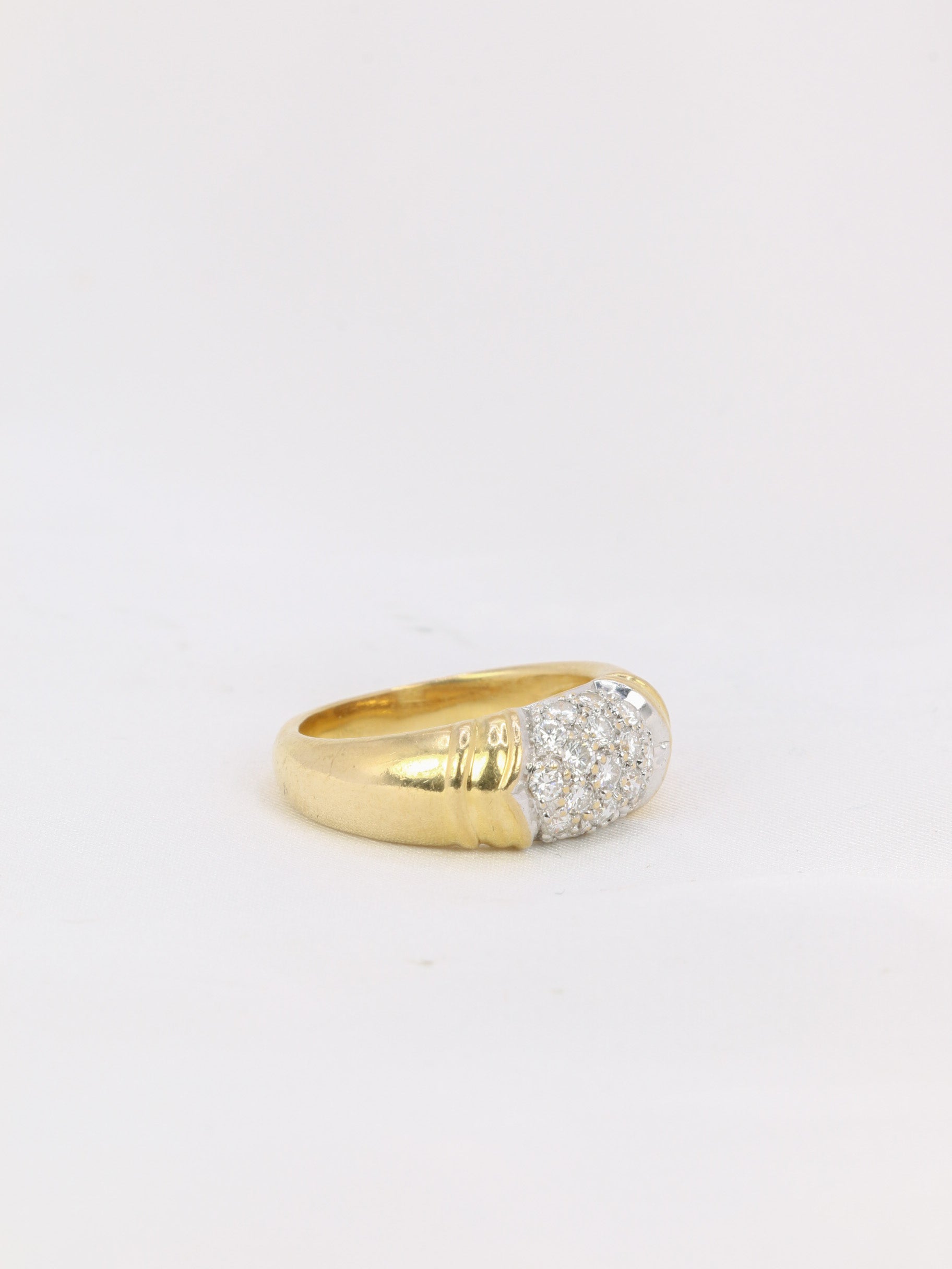 Bague jonc vintage or diamants