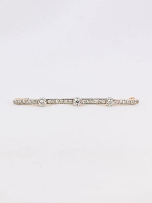 Broche barrette ancienne or platine diamants