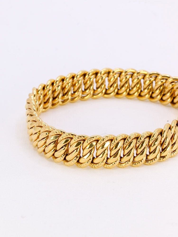 Bracelet vintage maille américaine or jaune