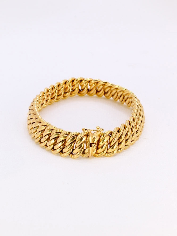 Bracelet vintage maille américaine or jaune