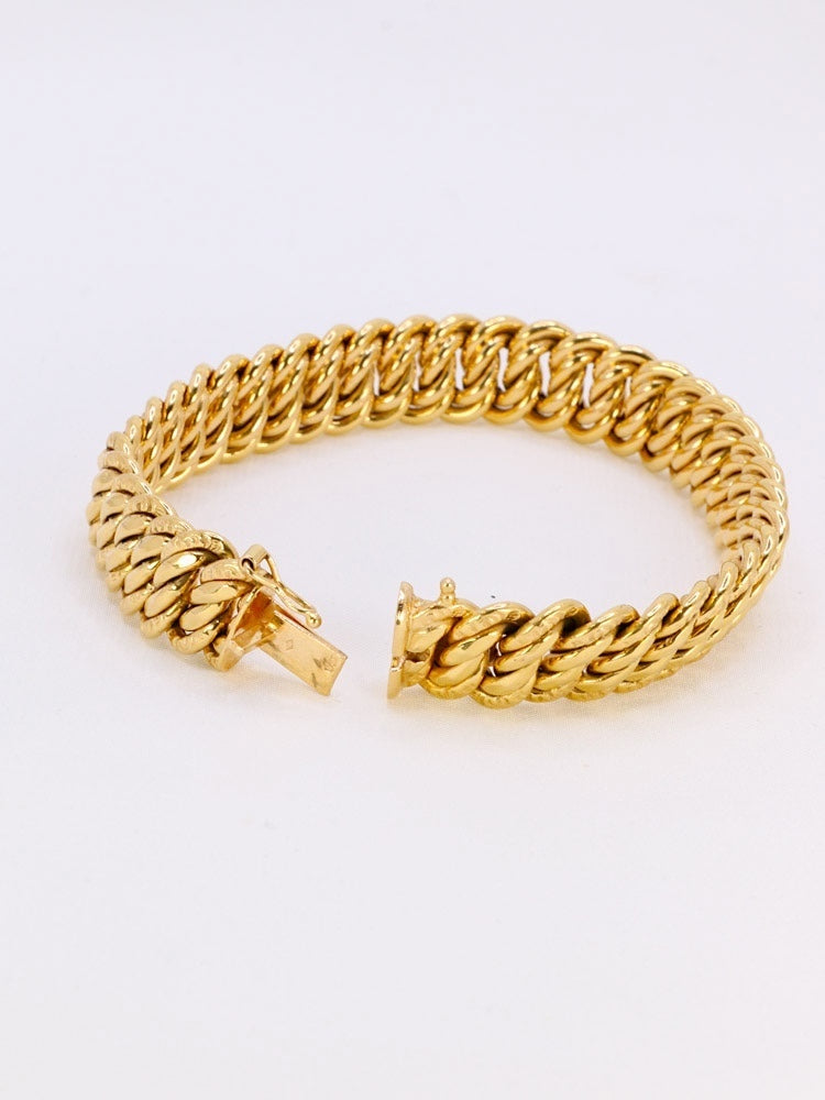 Bracelet vintage maille américaine or jaune