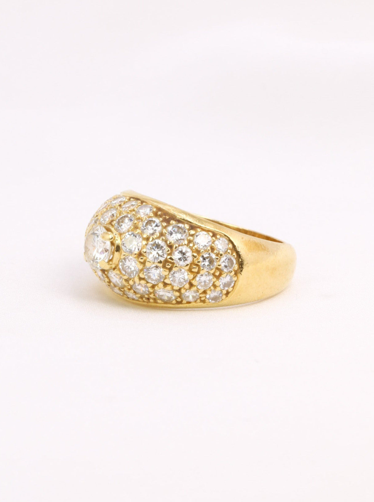 Bague jonc vintage or diamants