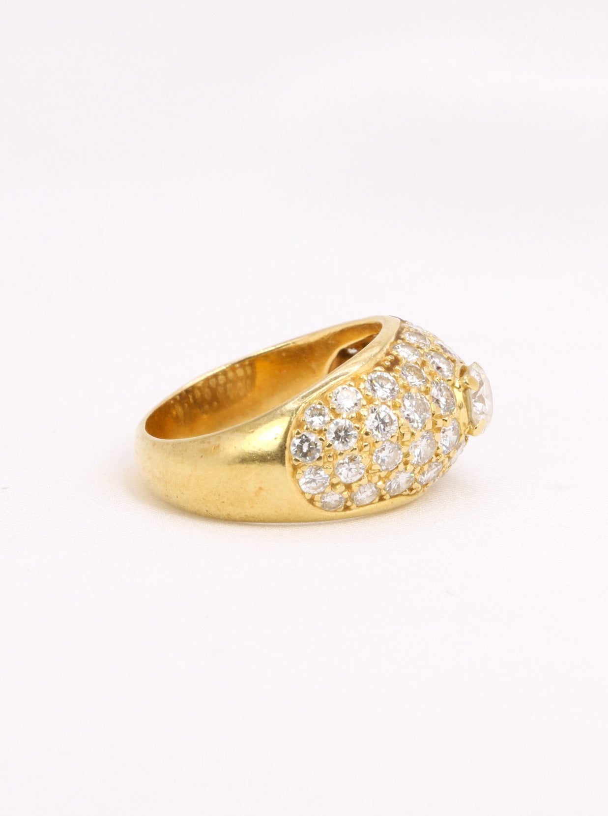 Bague jonc vintage or diamants