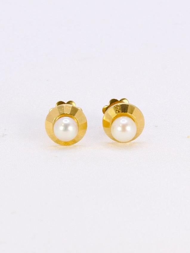 Puces d’oreilles vintage perles or jaune