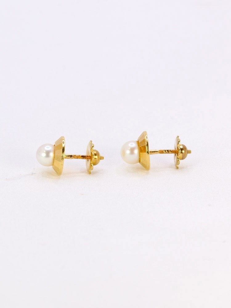 Puces d’oreilles vintage perles or jaune