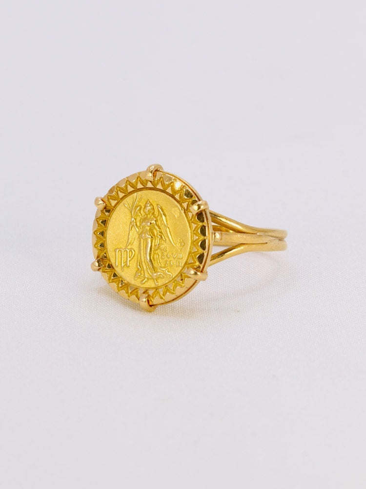 Bague vintage signe du zodiaque Vierge or jaune