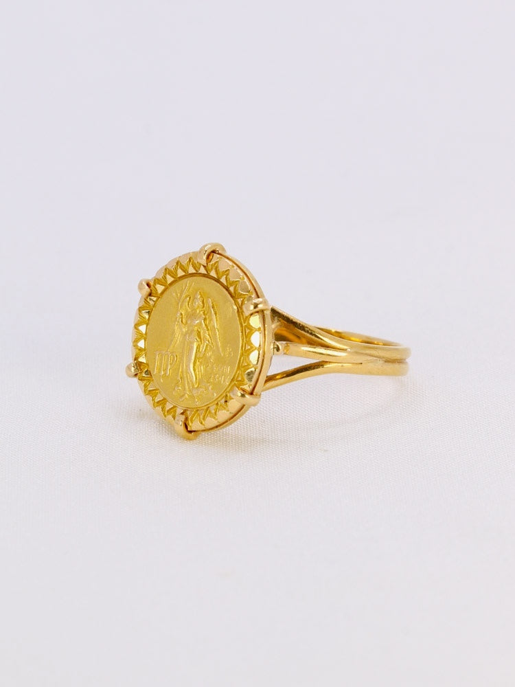 Bague vintage signe du zodiaque Vierge or jaune