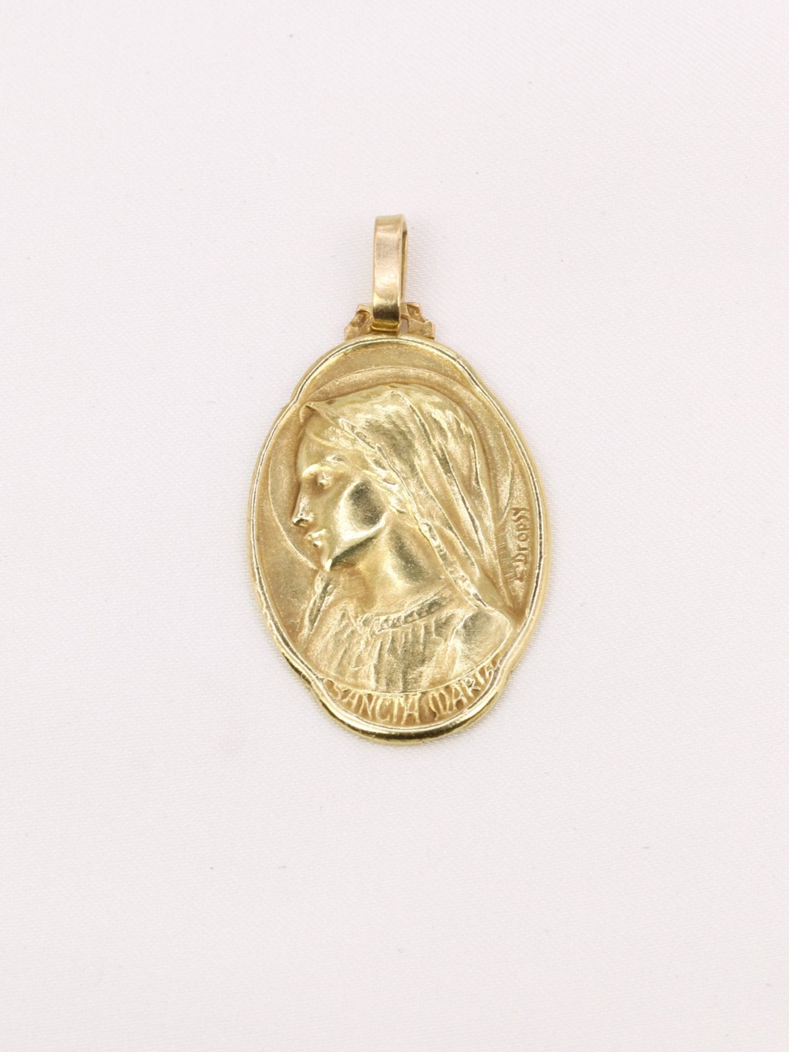 Médaille vintage DROPSY religieuse Art nouveau Sancta Maria