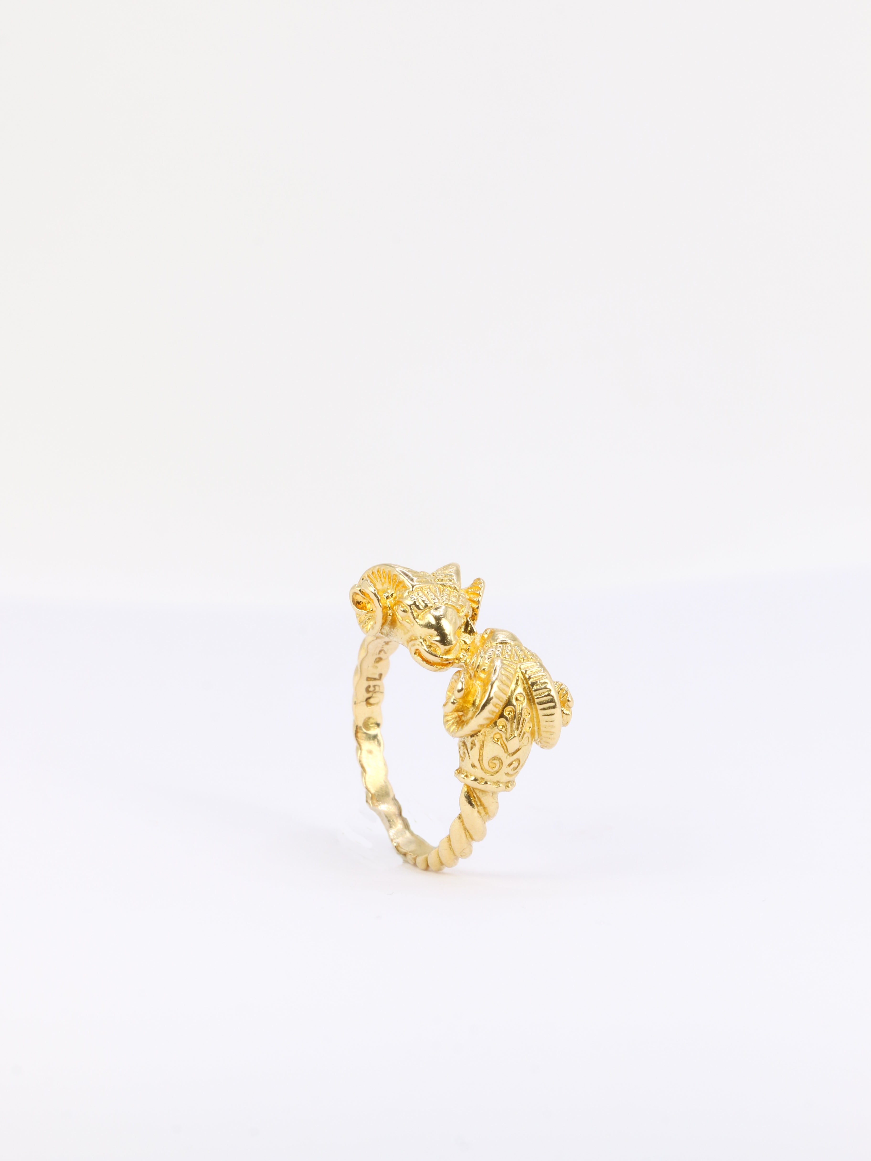 LALAOUNIS Ram's head ring in yellow gold