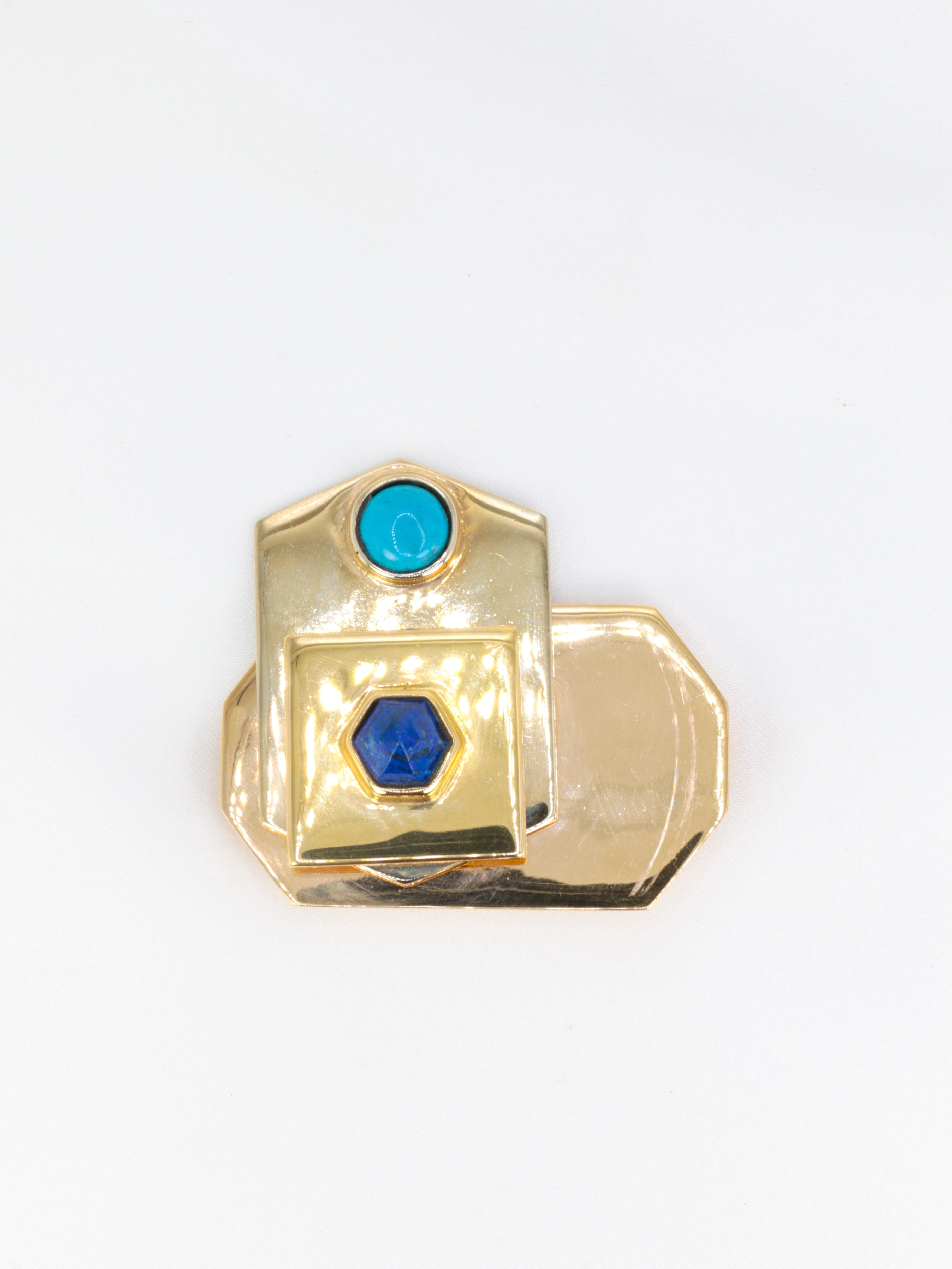 Broche Piero Dorazio Artcurial or jaune lapis-lazuli turquoise