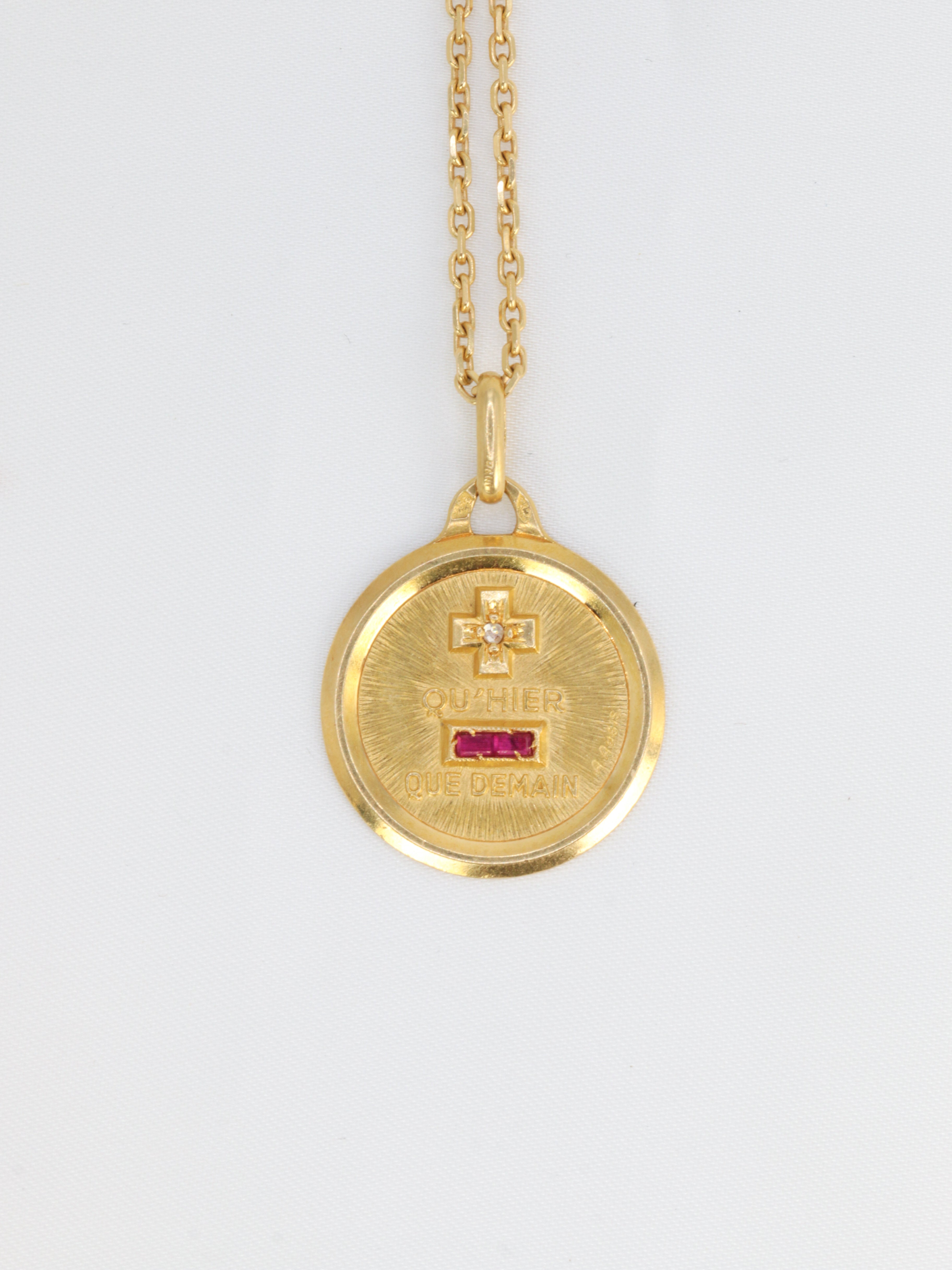 Augis Love Medal More than yesterday less than tomorrow in gold, diamond and ruby ​​- ca 1970