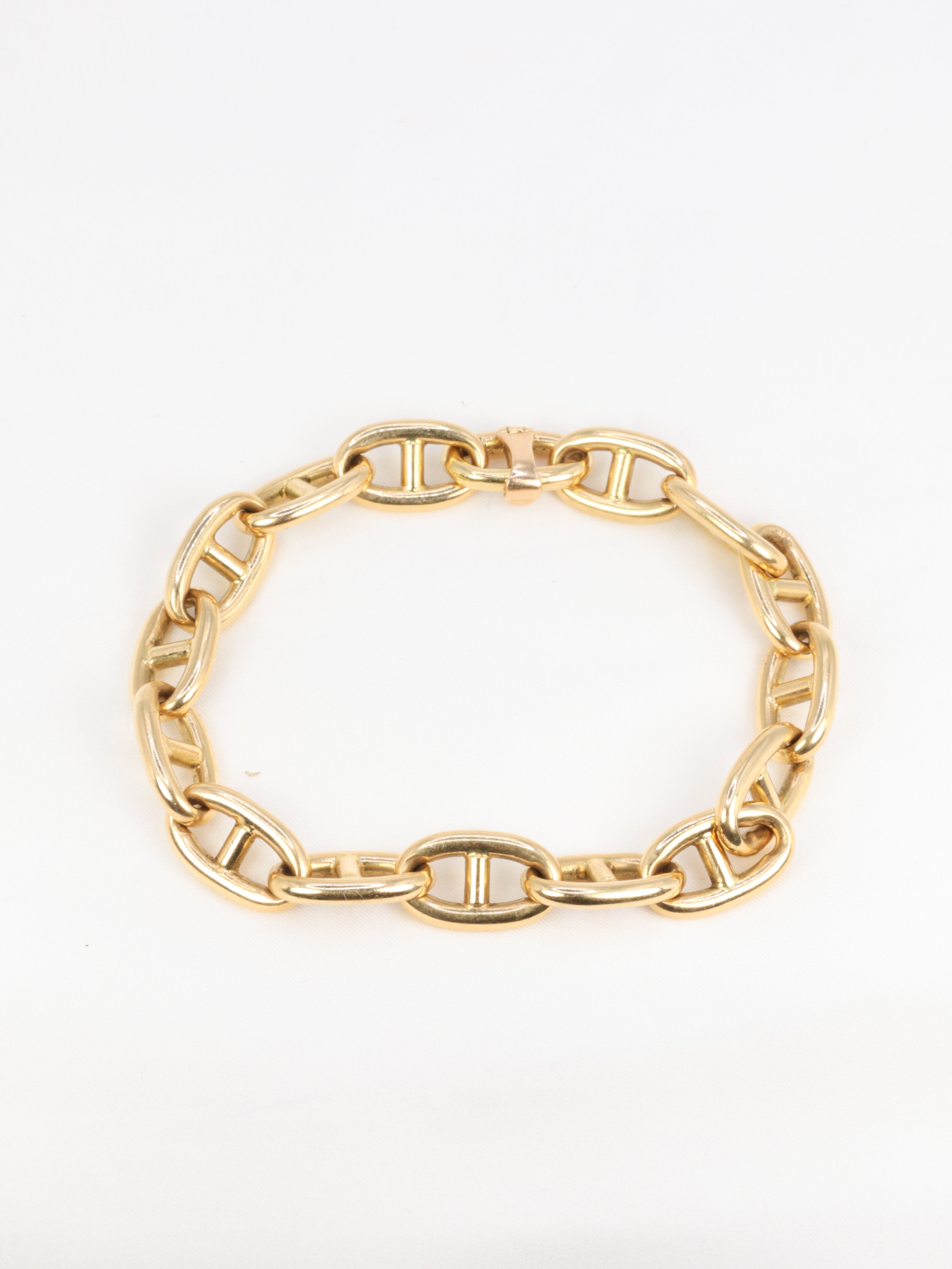 Vintage anchor chain link bracelet in yellow gold