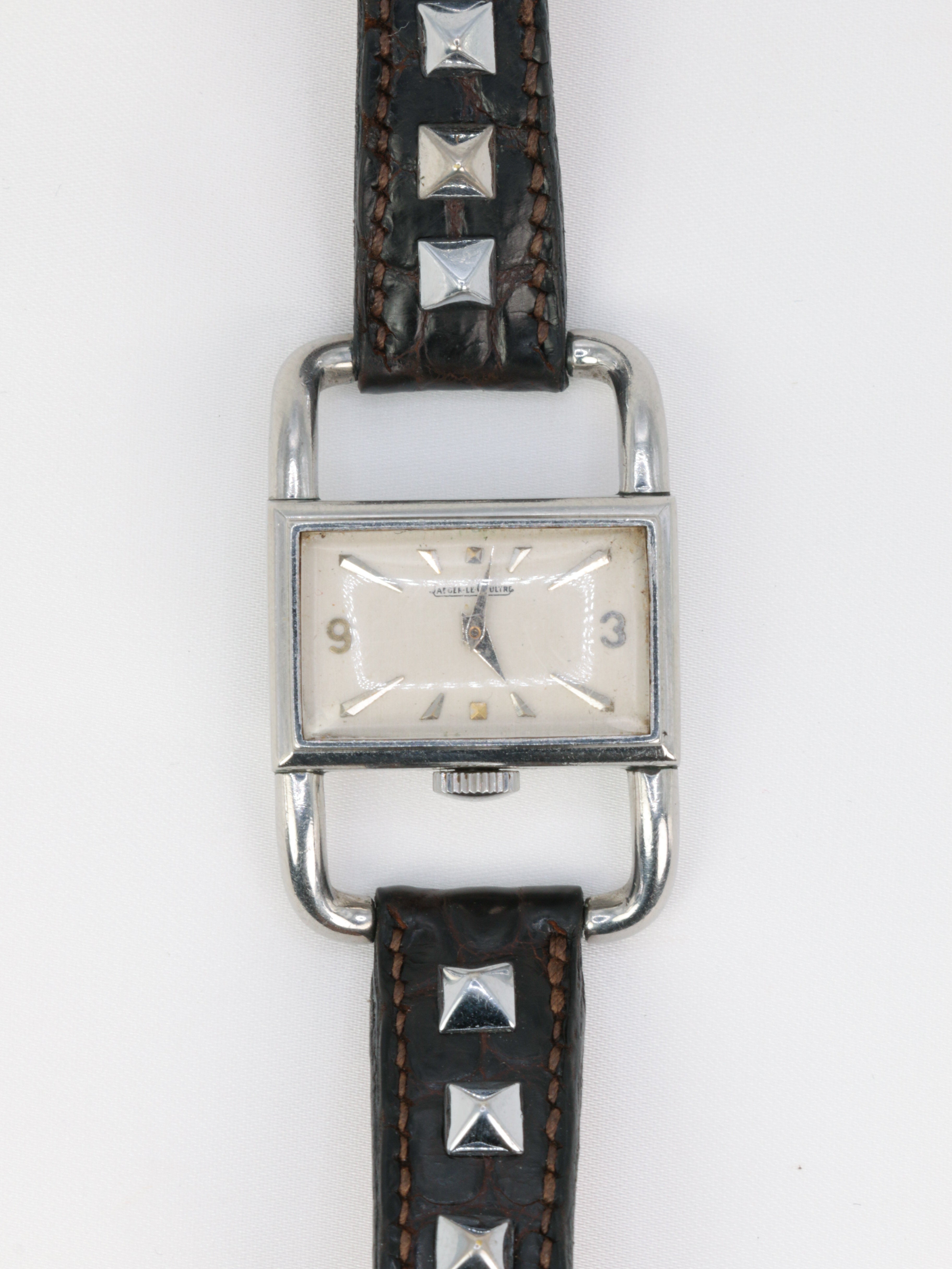 1970s Jaeger Lecoultre Etrier Watch in Steel and Leather