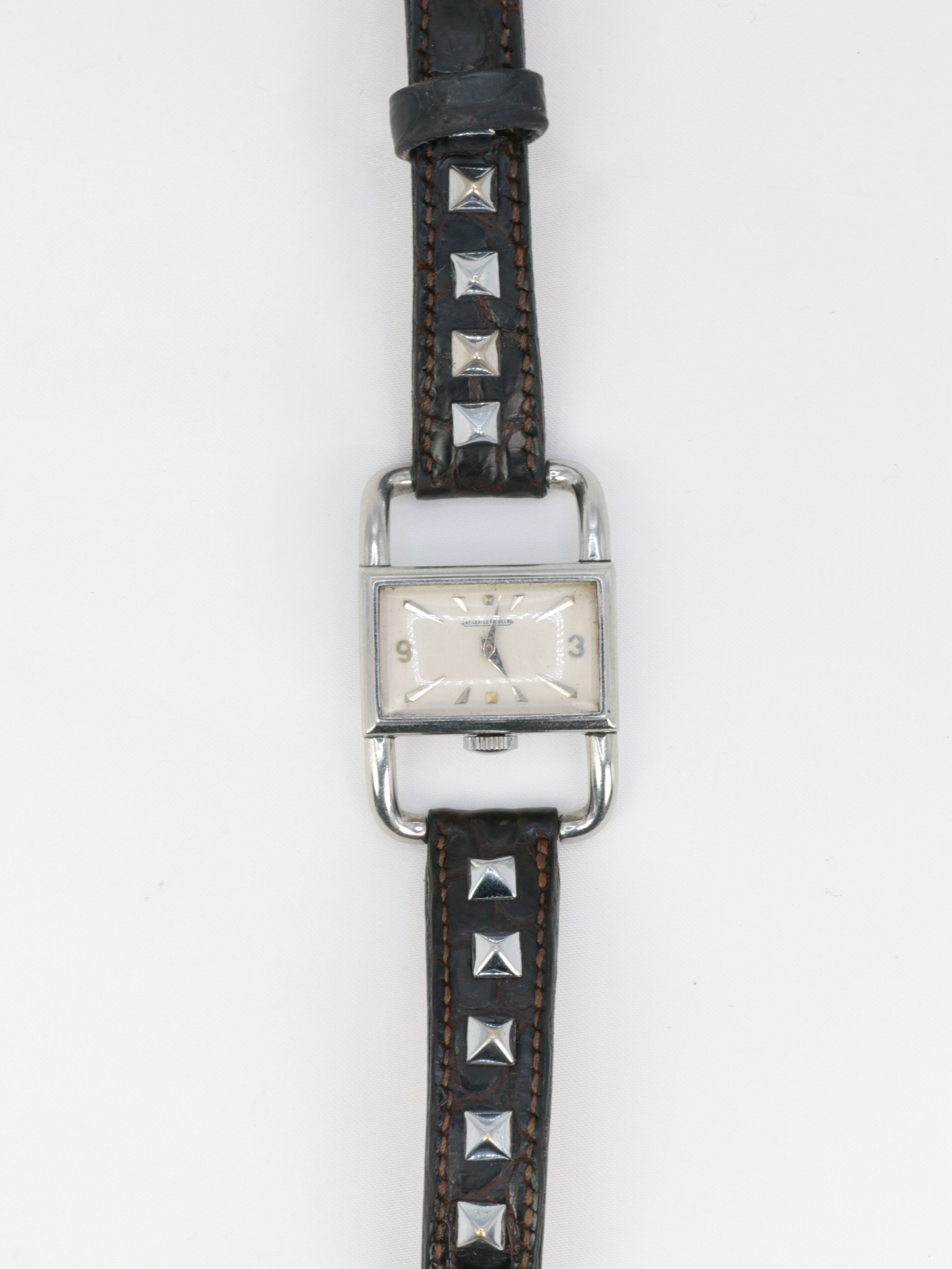 1970s Jaeger Lecoultre Etrier Watch in Steel and Leather