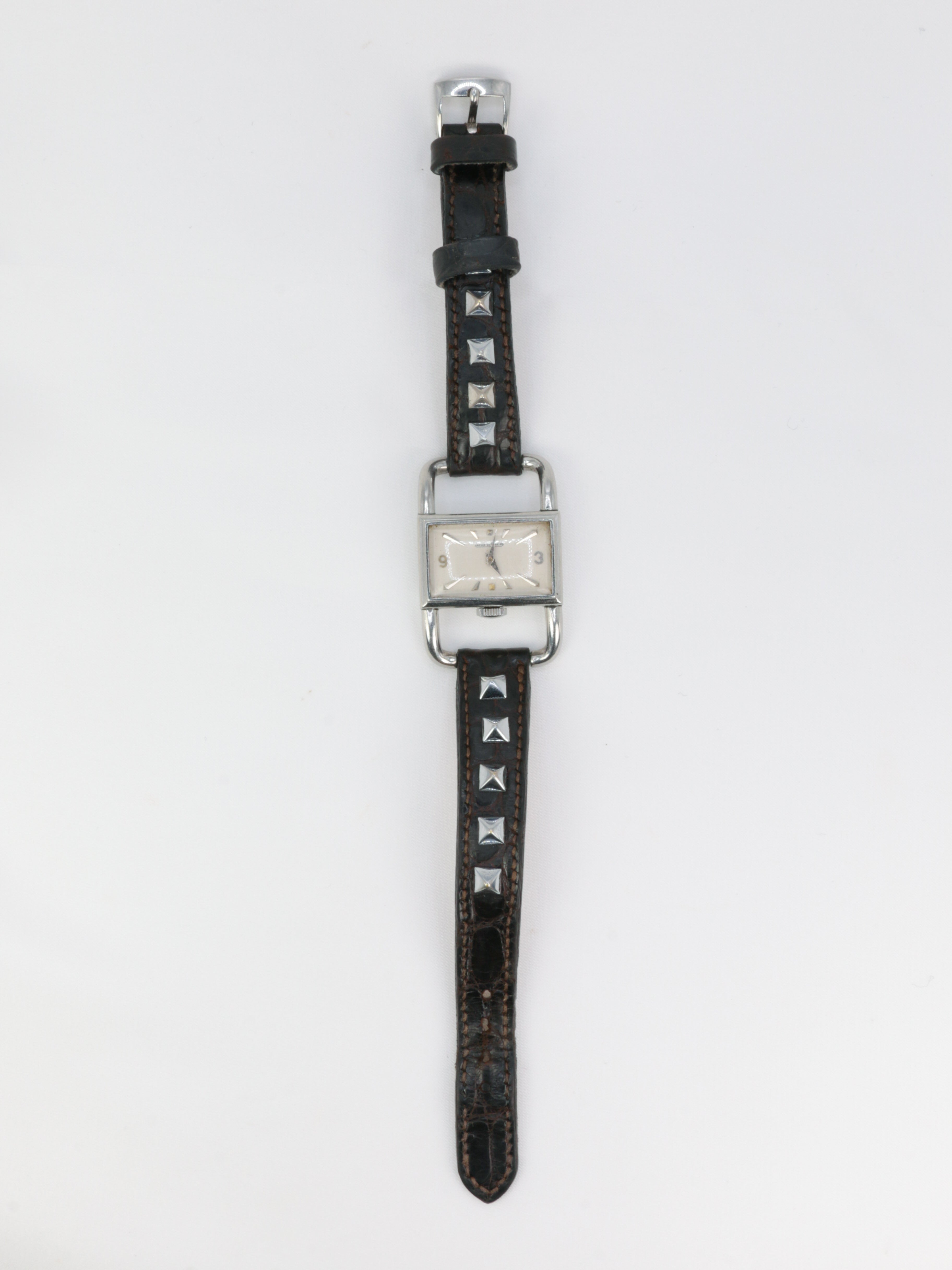 1970s Jaeger Lecoultre Etrier Watch in Steel and Leather