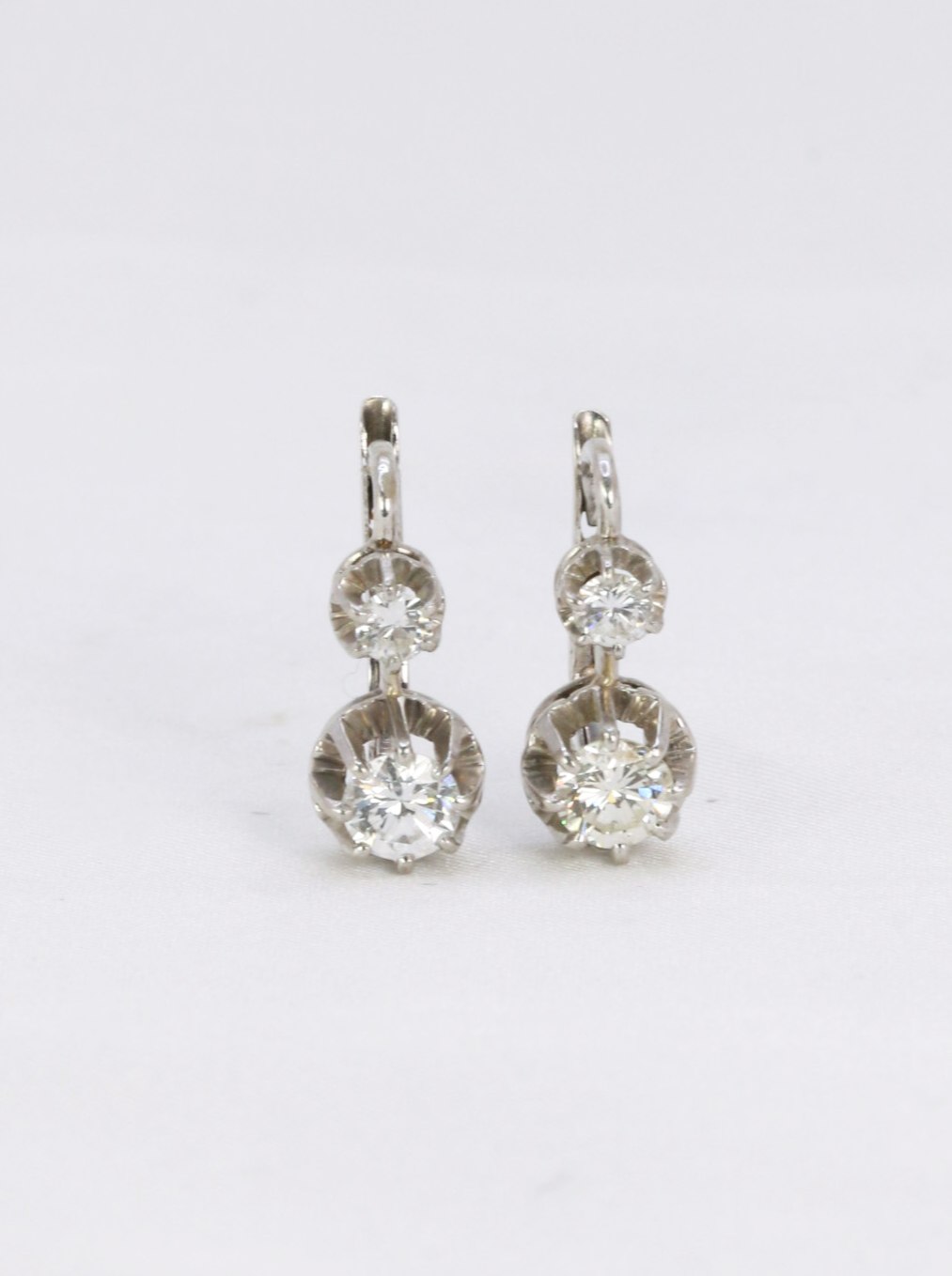 Dormeuses vintage or blanc diamants 0,82ct