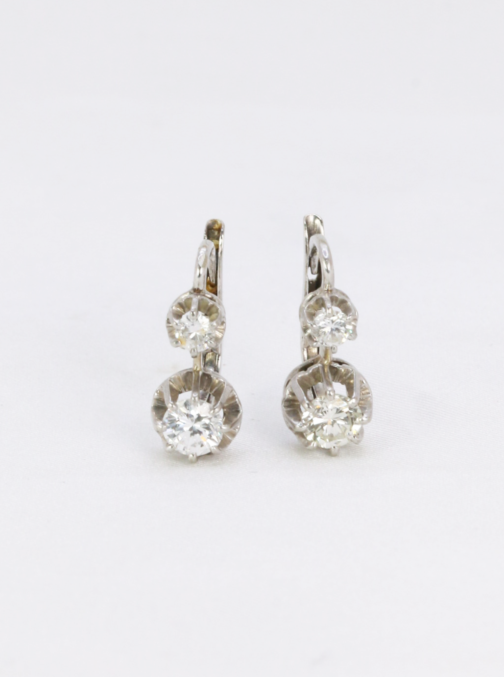 Dormeuses vintage or blanc diamants 0,82ct