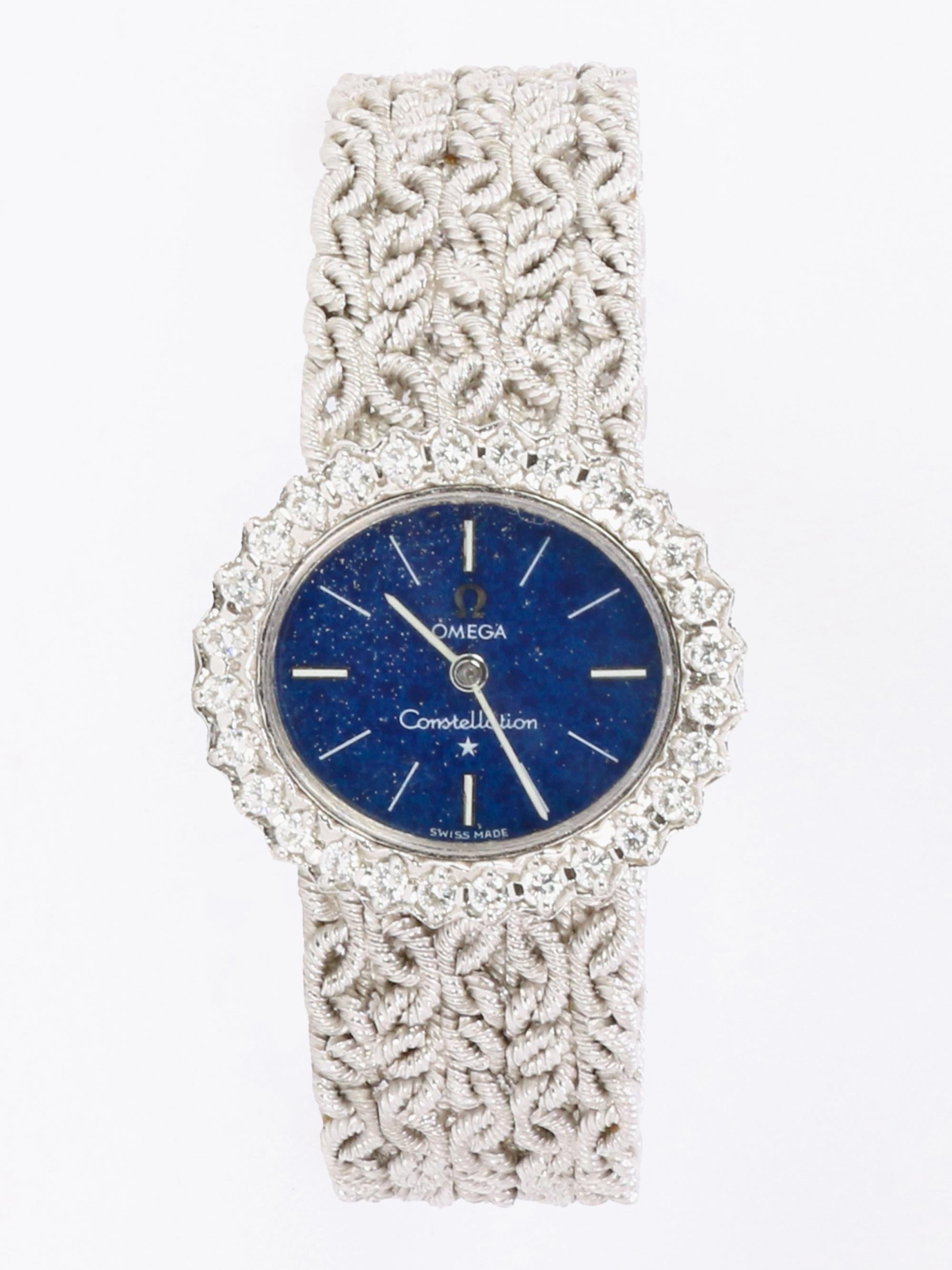 OMEGA Constellation - Montre or blanc diamants lapis-lazuli