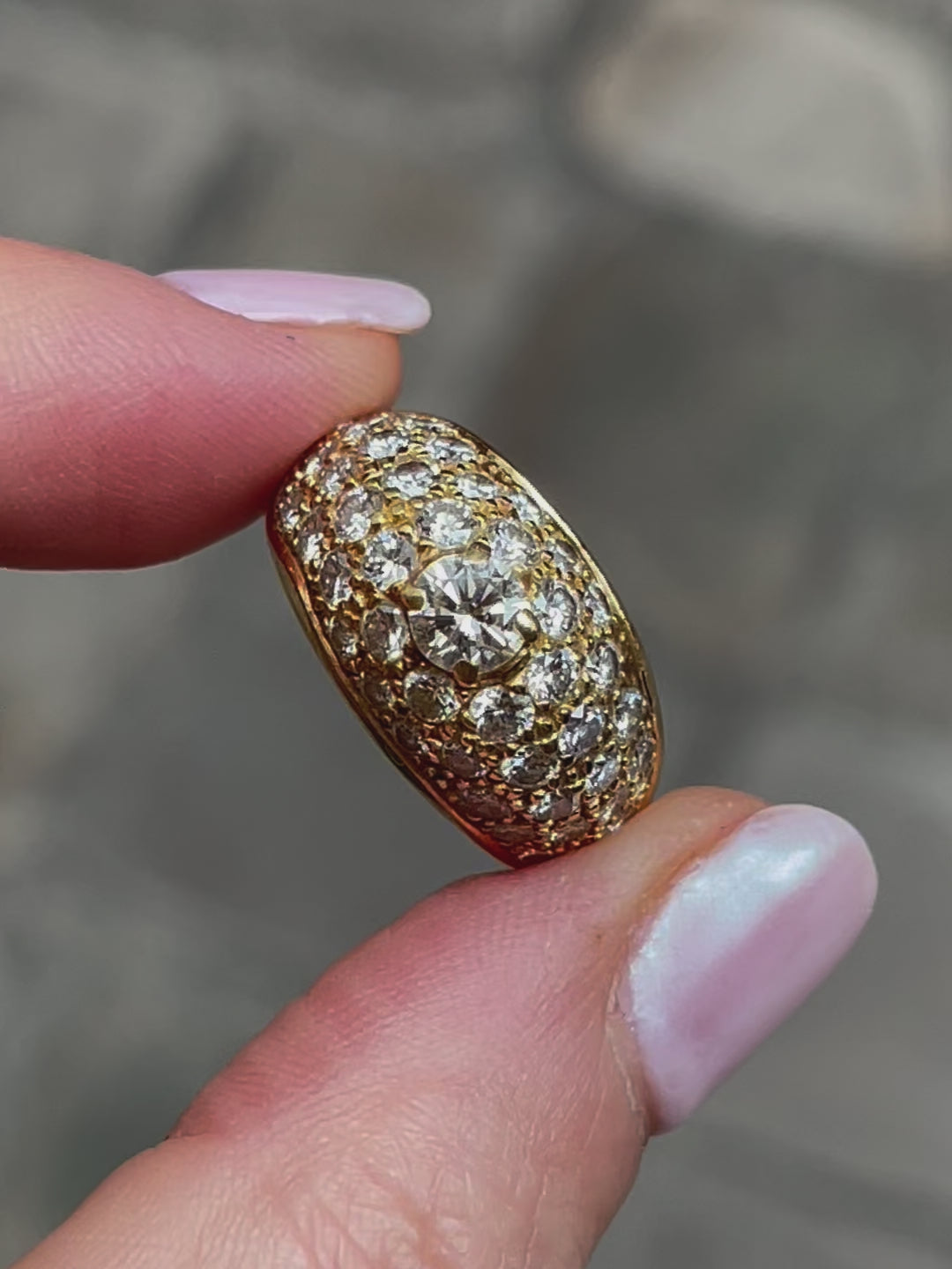 Bague jonc vintage or diamants