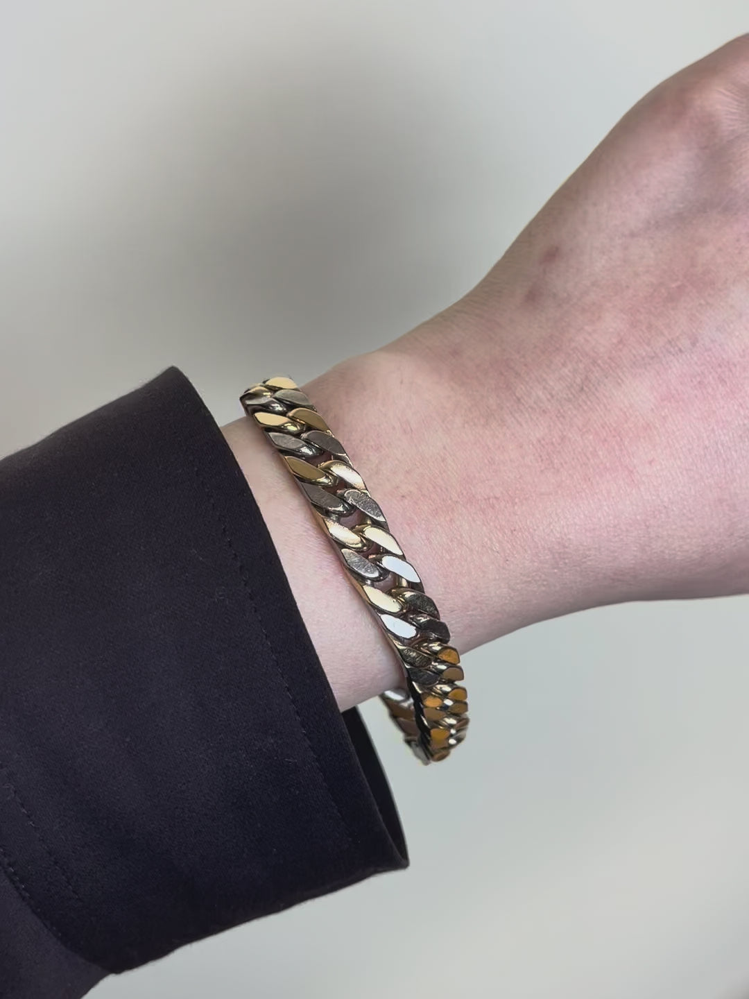 HERMES Bracelet vintage gourmette or jaune or blanc