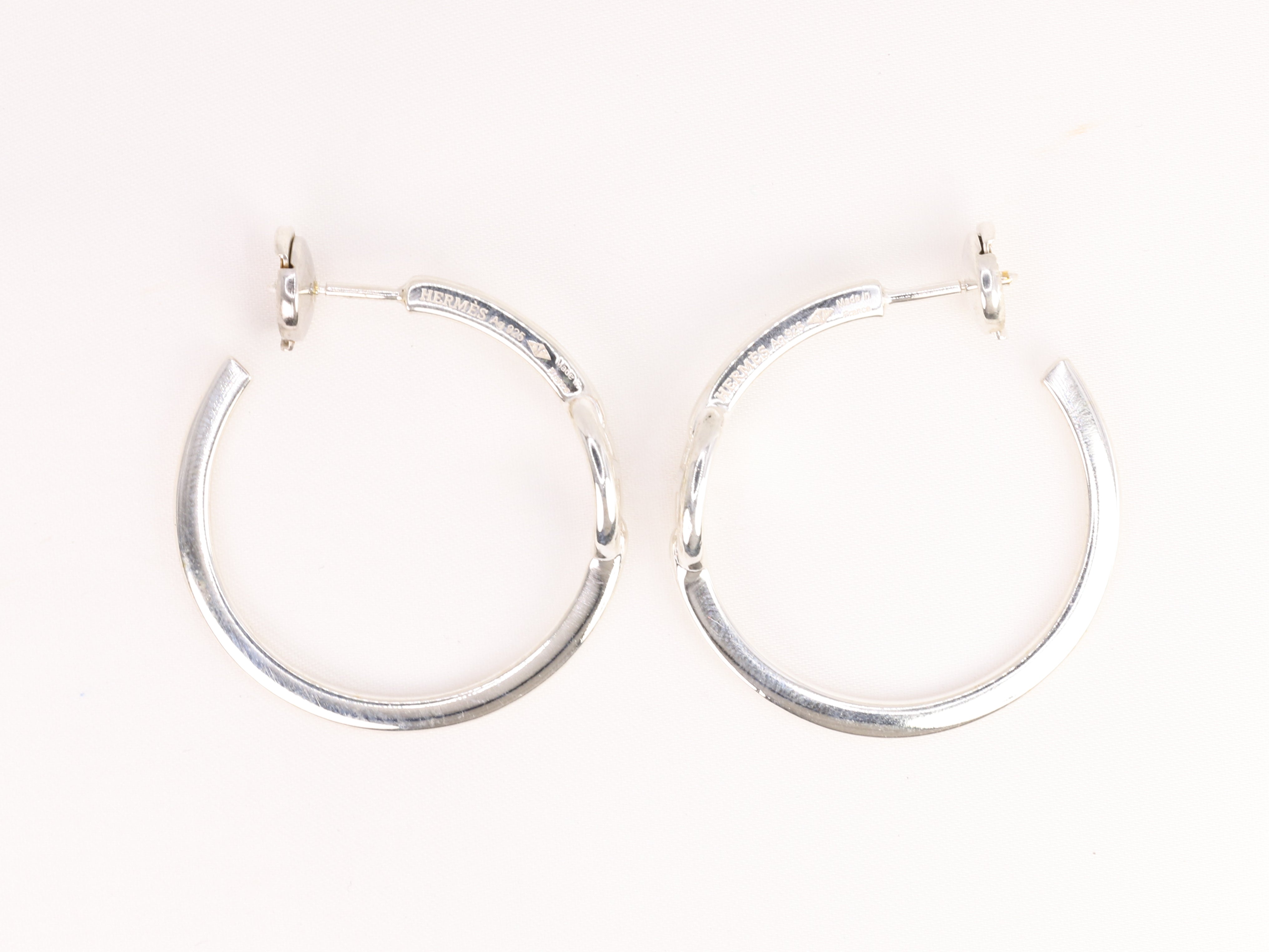 Vintage Hermès Paris hoop earrings, small model Enchaînée anchor chain