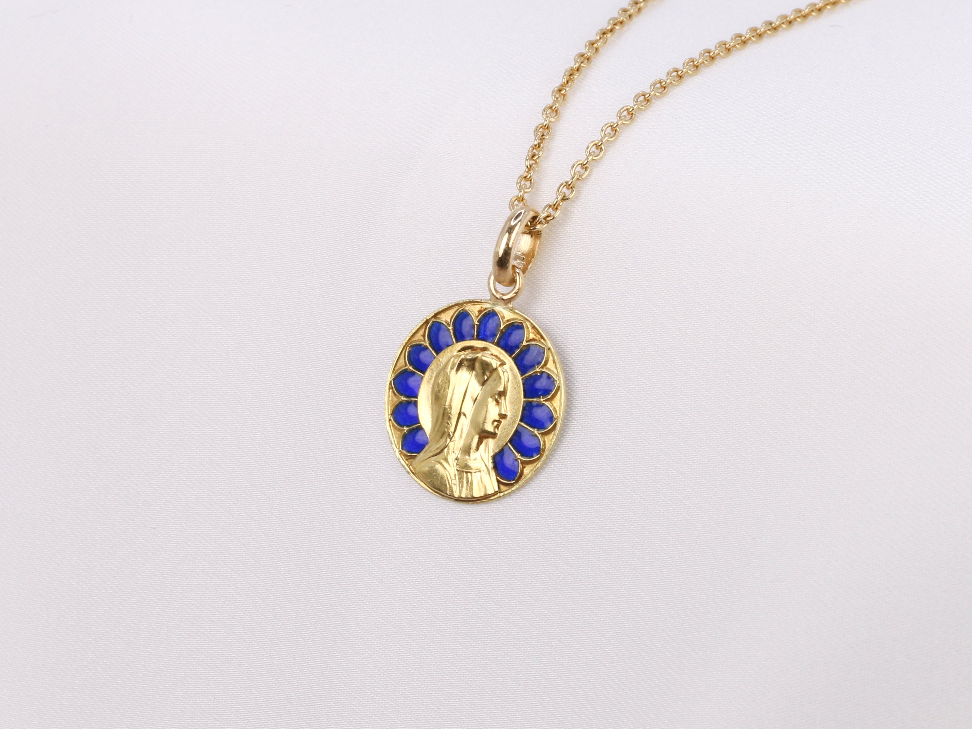 Art Nouveau Fréderic de Vernon medal in gold and blue plique-à-jour enamel