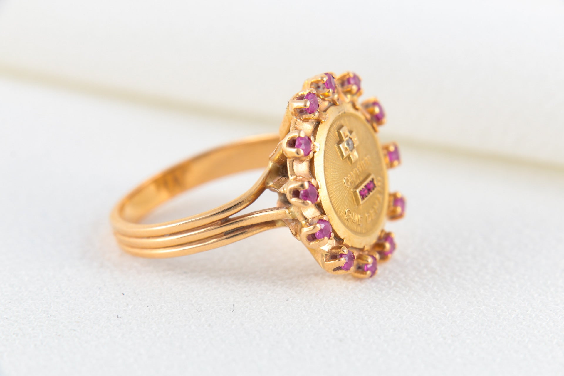 Augis Love Ring in Gold, Ruby and Pink Sapphires, More Yesterday Less Tomorrow, A. Augis