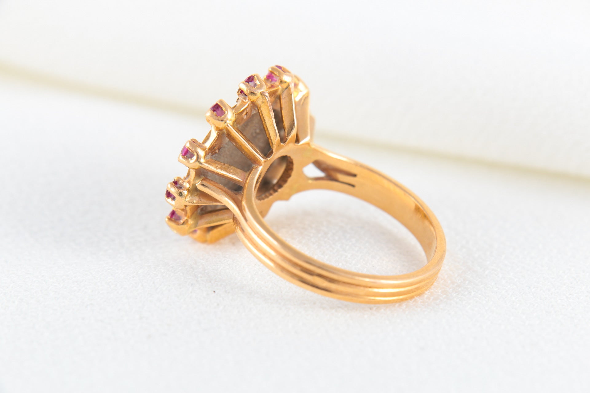 Augis Love Ring in Gold, Ruby and Pink Sapphires, More Yesterday Less Tomorrow, A. Augis