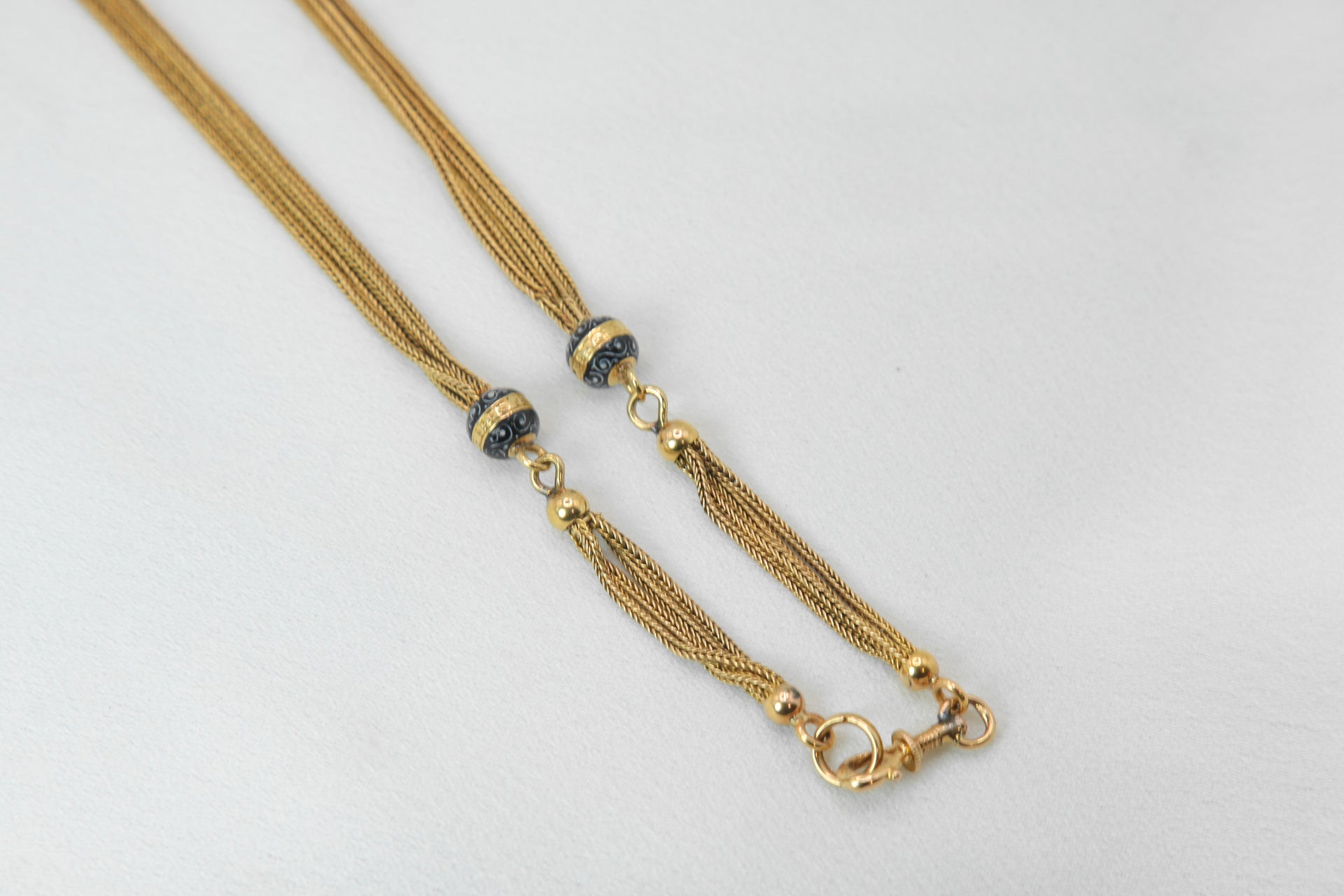 Old necklace - Vest chain in gold, enamel and ruby