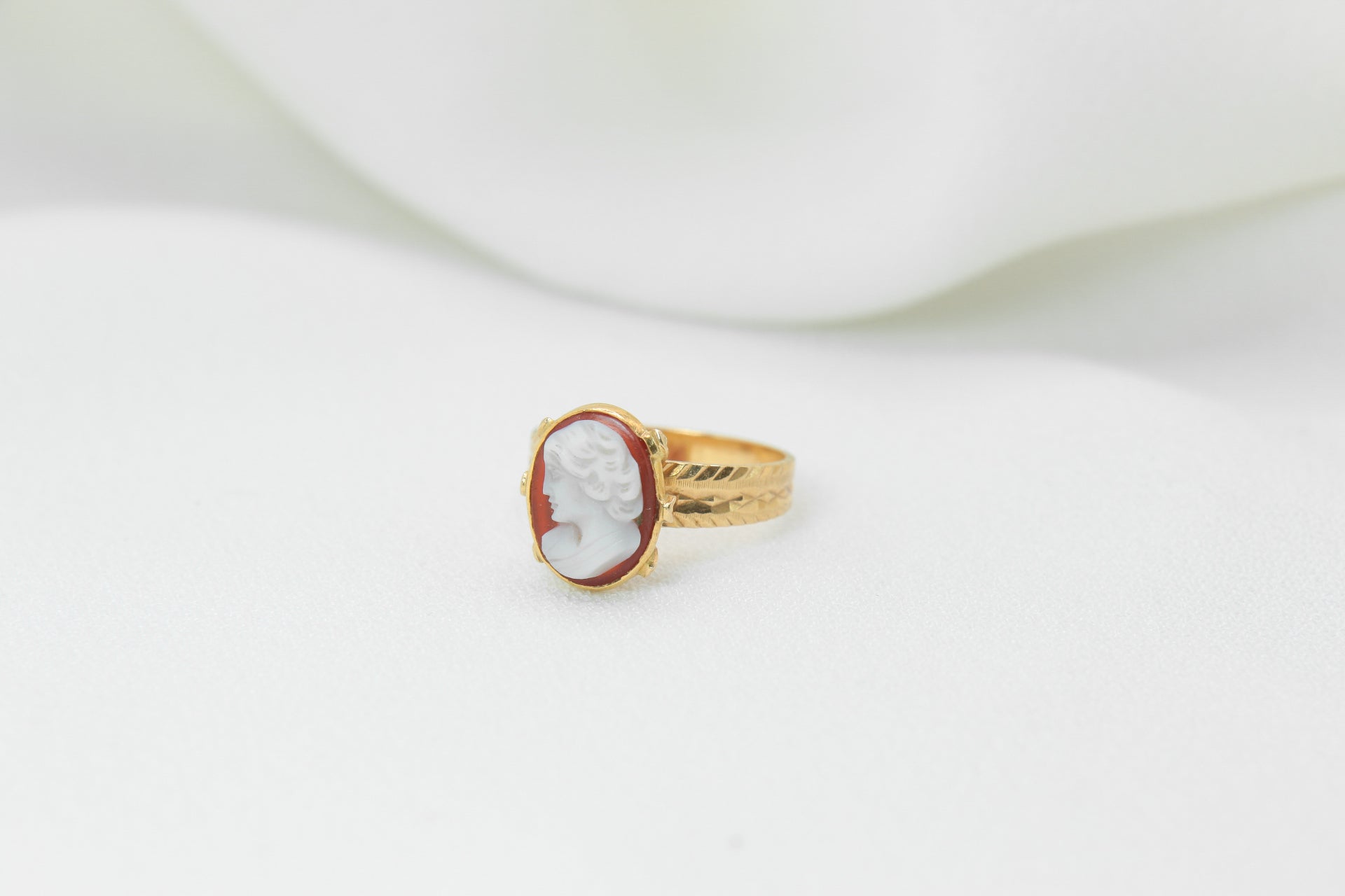 Vintage ring in yellow gold and shell cameo