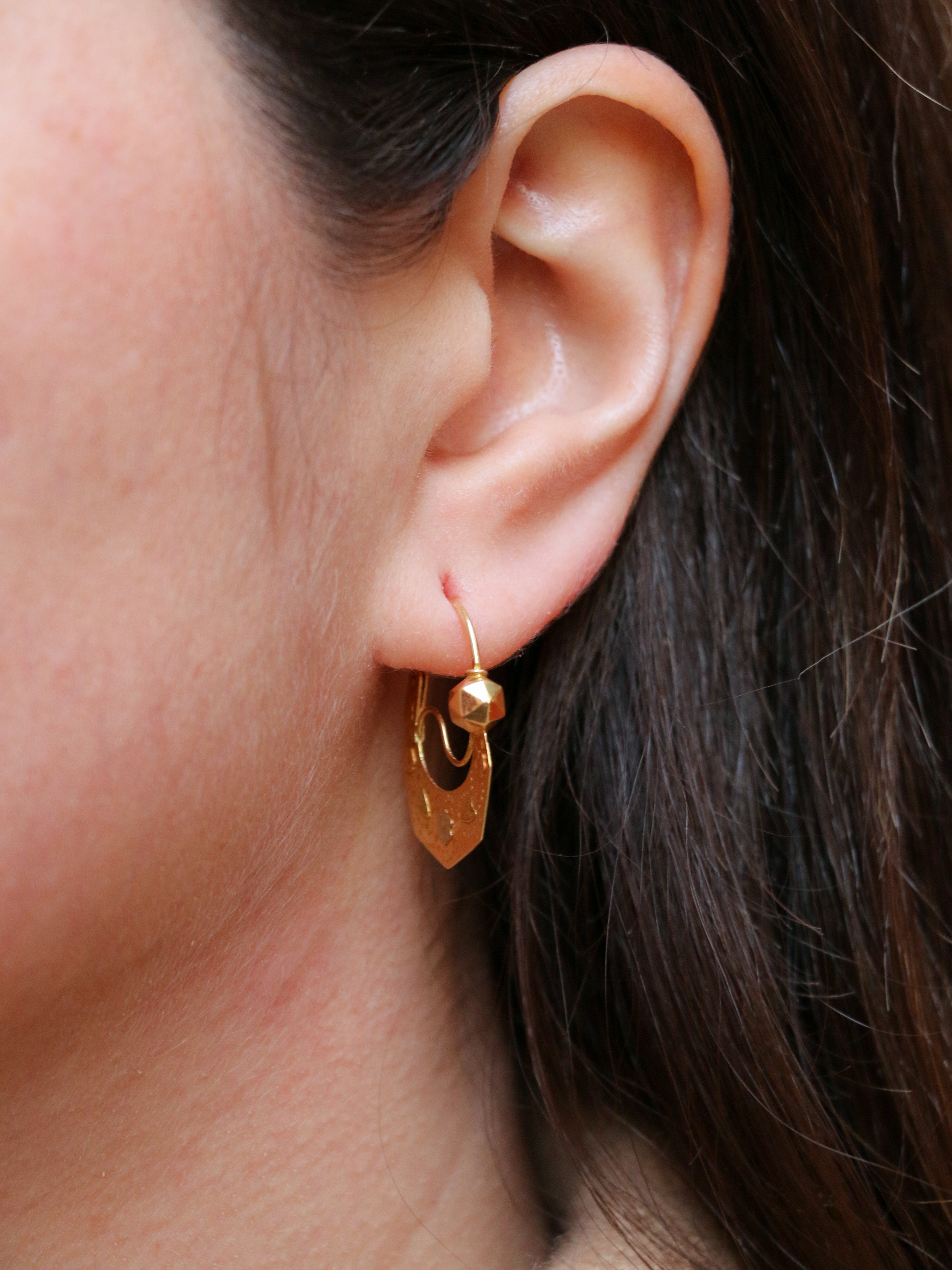 Pair of old Savoyard gold hoop earrings