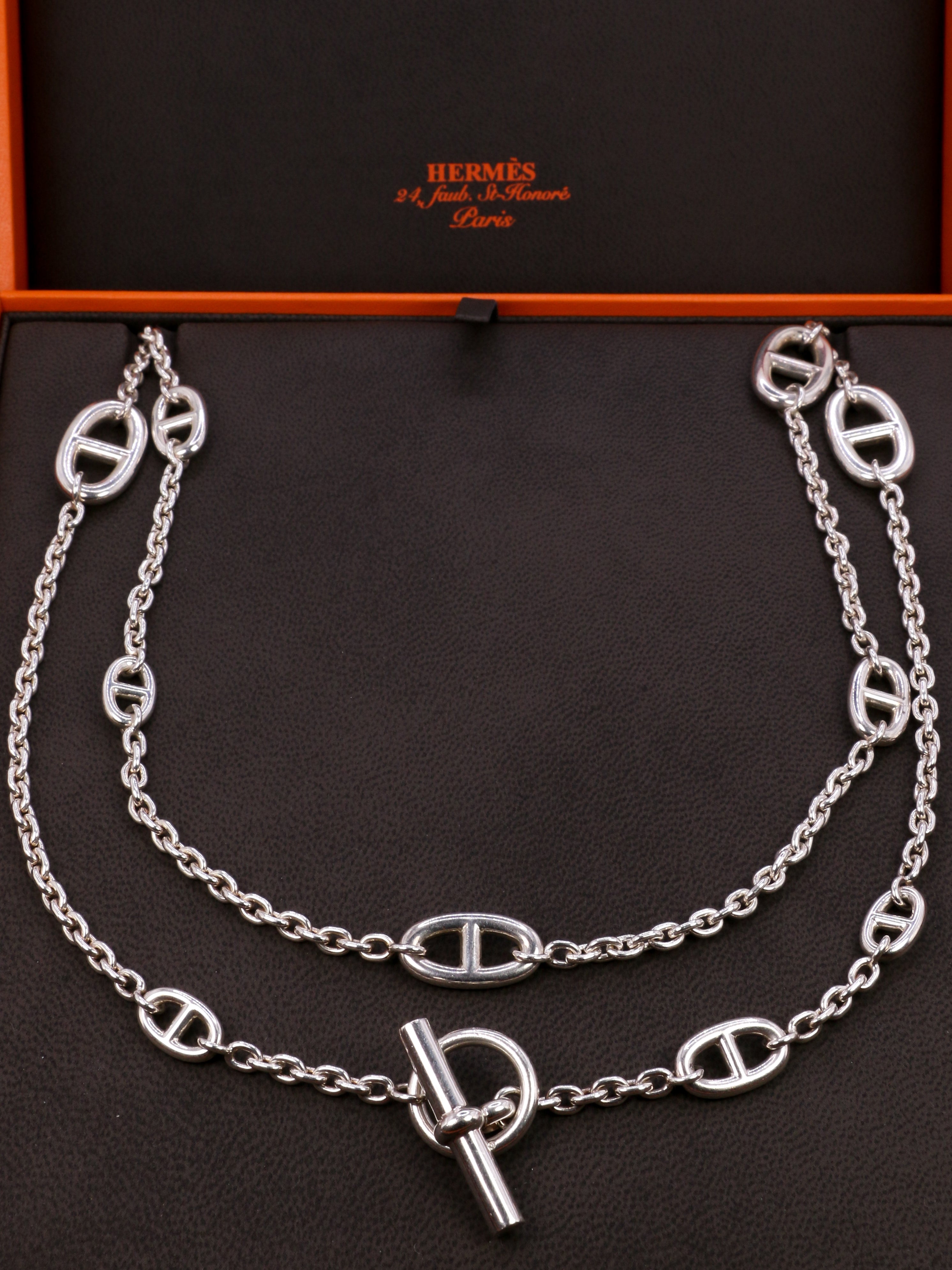 Hermès vintage anchor chain necklace, farandole model in silver