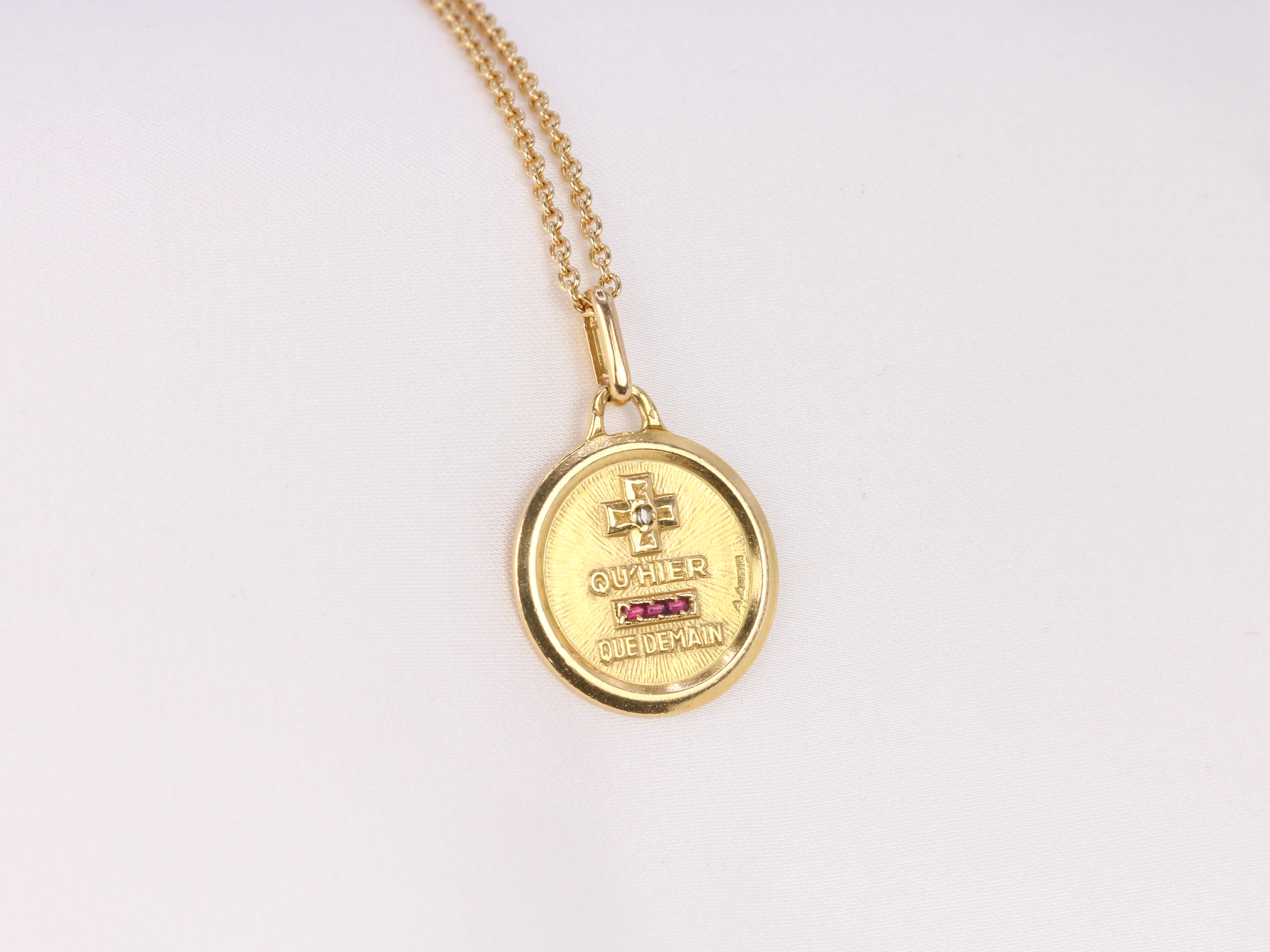 Love medal in yellow gold, More than yesterday, less than tomorrow, A.Augis - ca 1950