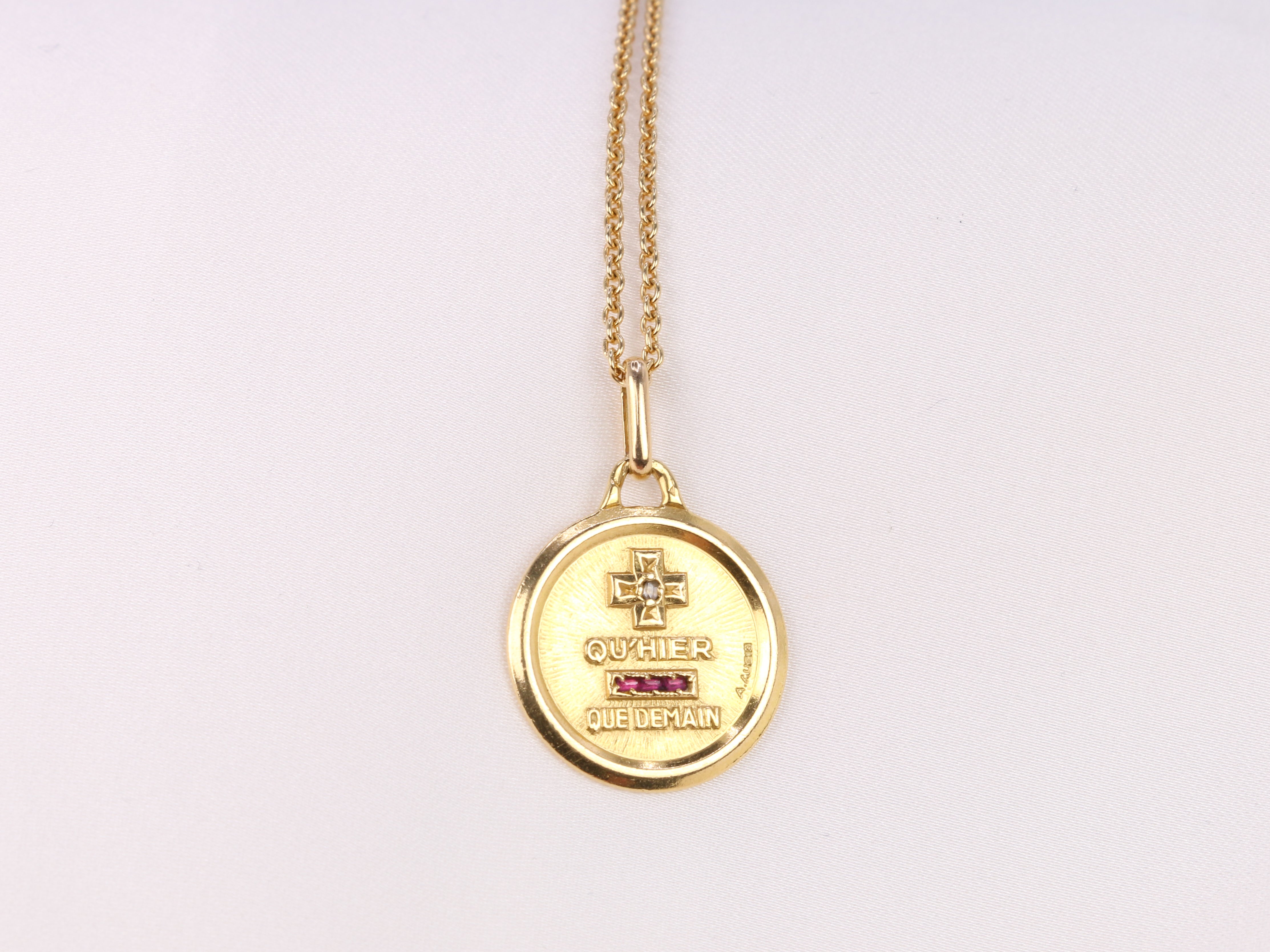 Love medal in yellow gold, More than yesterday, less than tomorrow, A.Augis - ca 1950