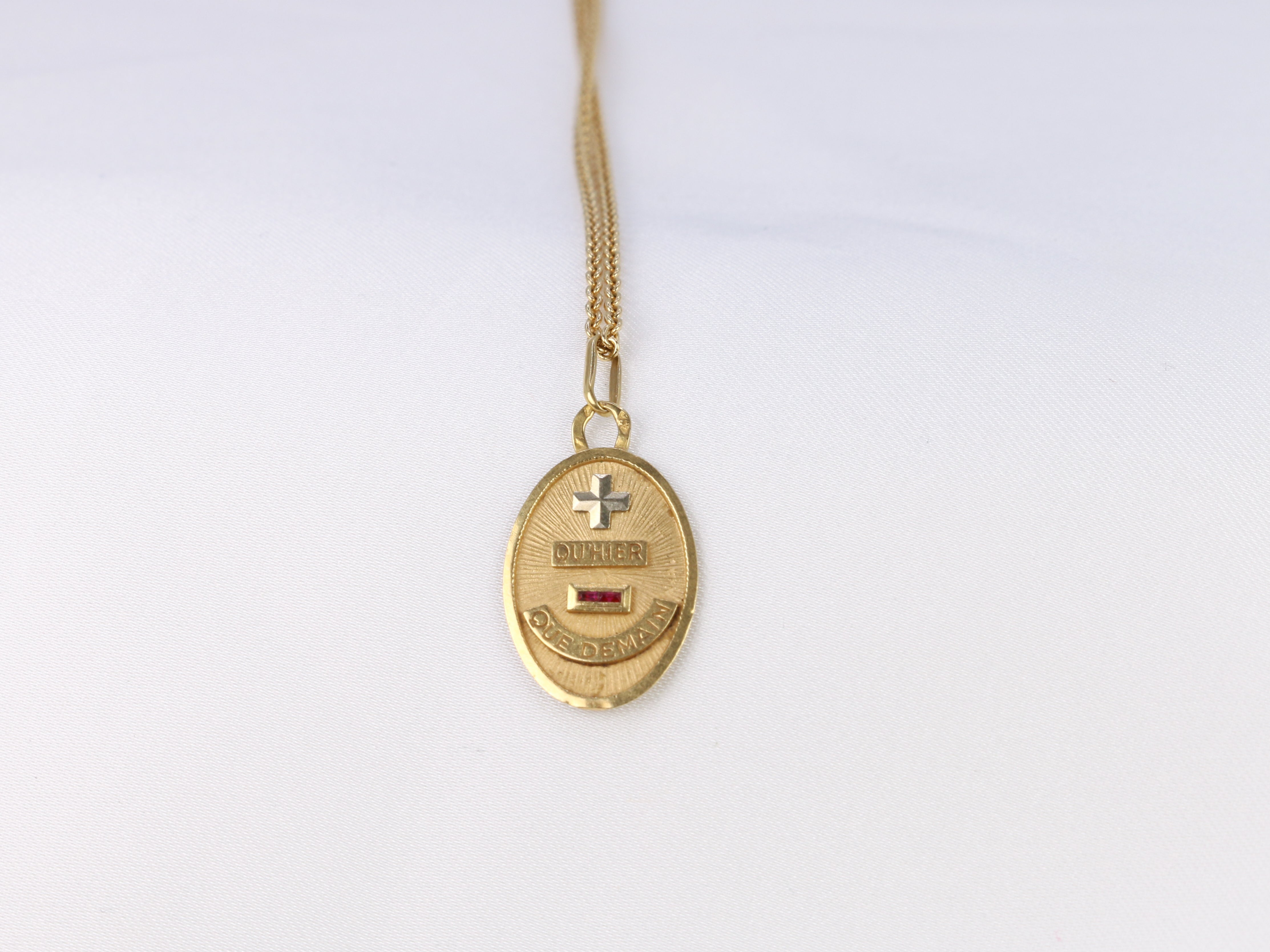 Oval love medal in gold, More than yesterday, less than tomorrow, A.Augis - ca 1950