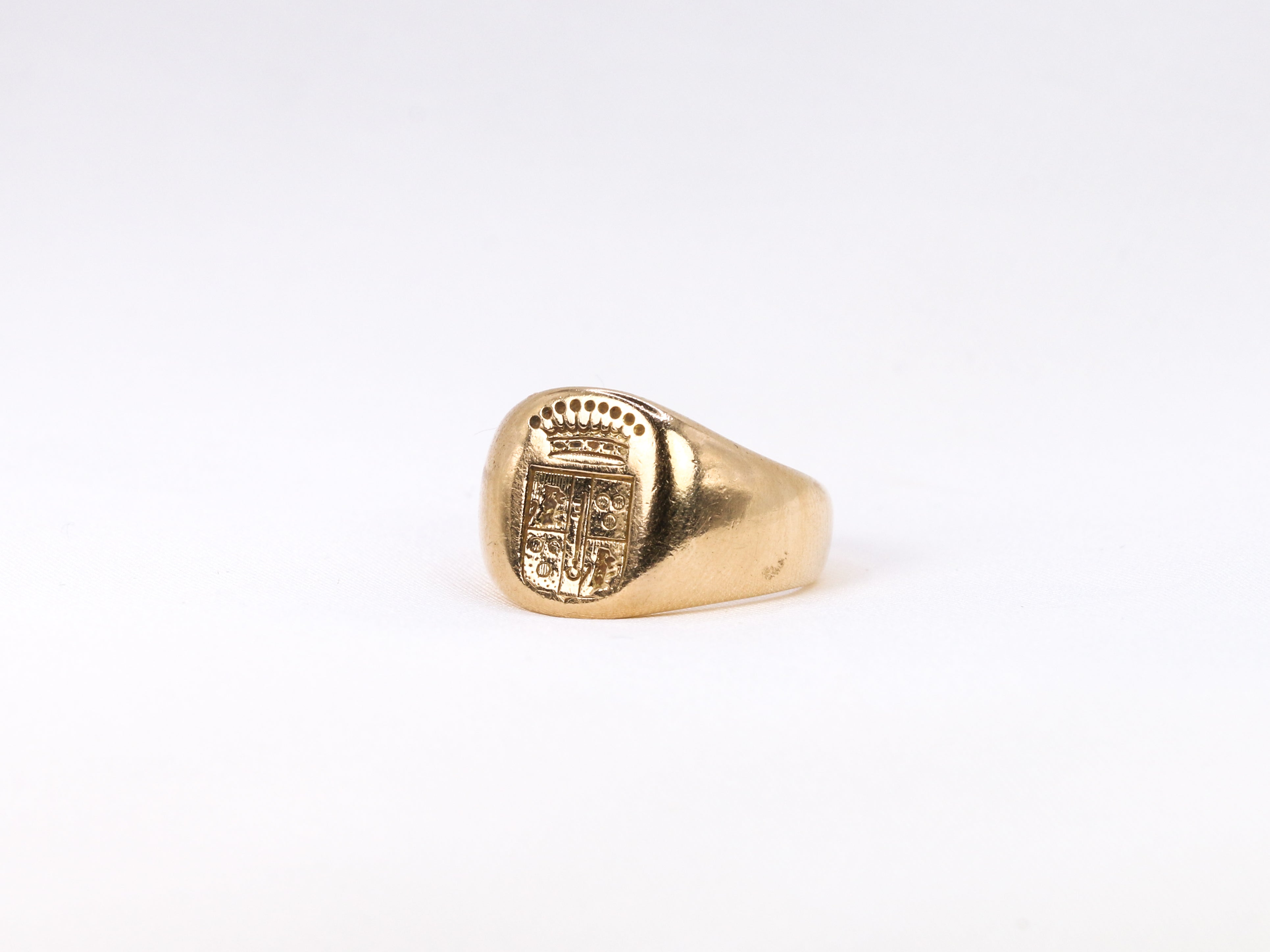 Antique gold signet ring engraved with the arms of the Marquis d'Antin