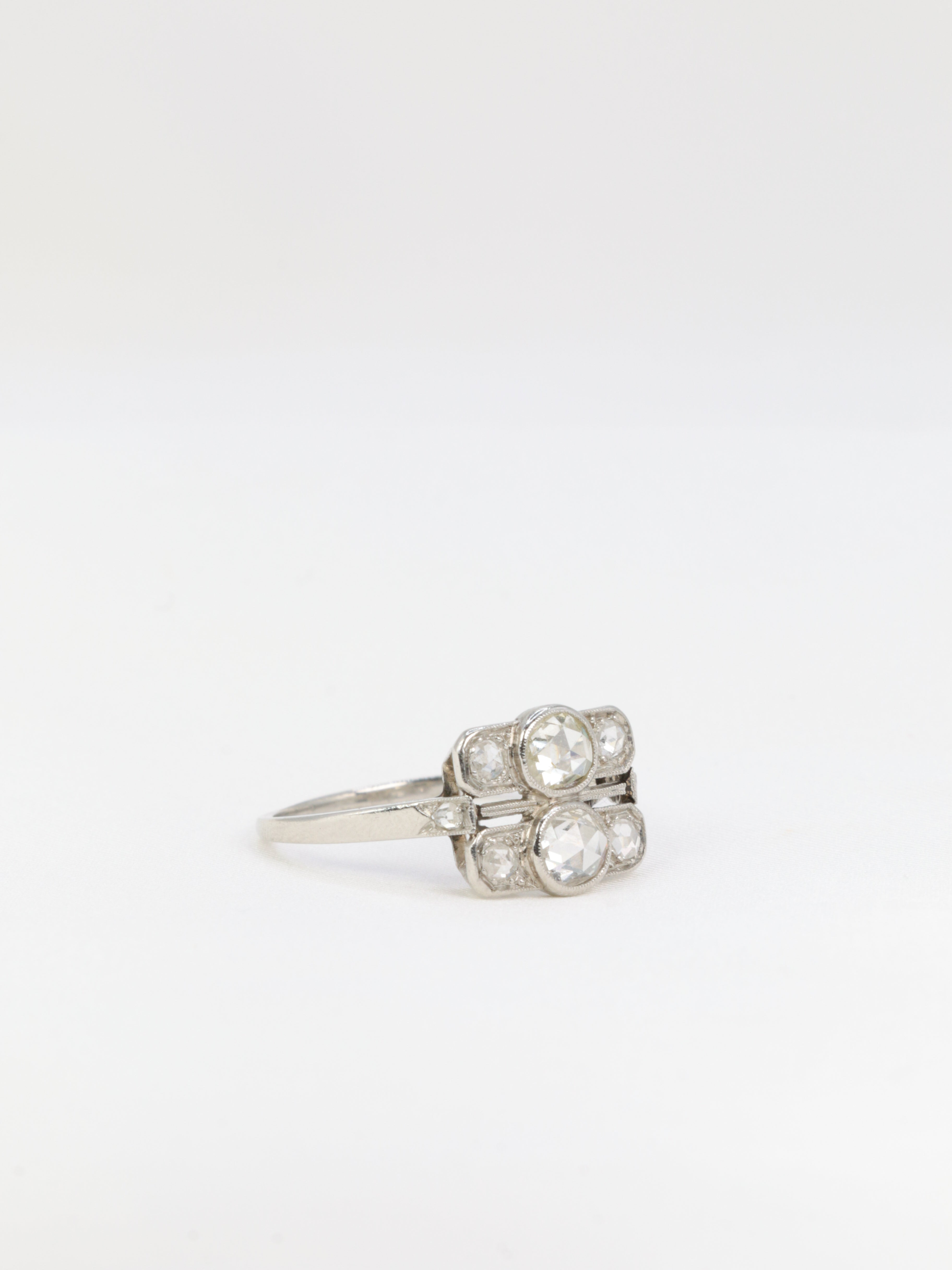 Art Deco Platinum and Rose Cut Diamond Ring