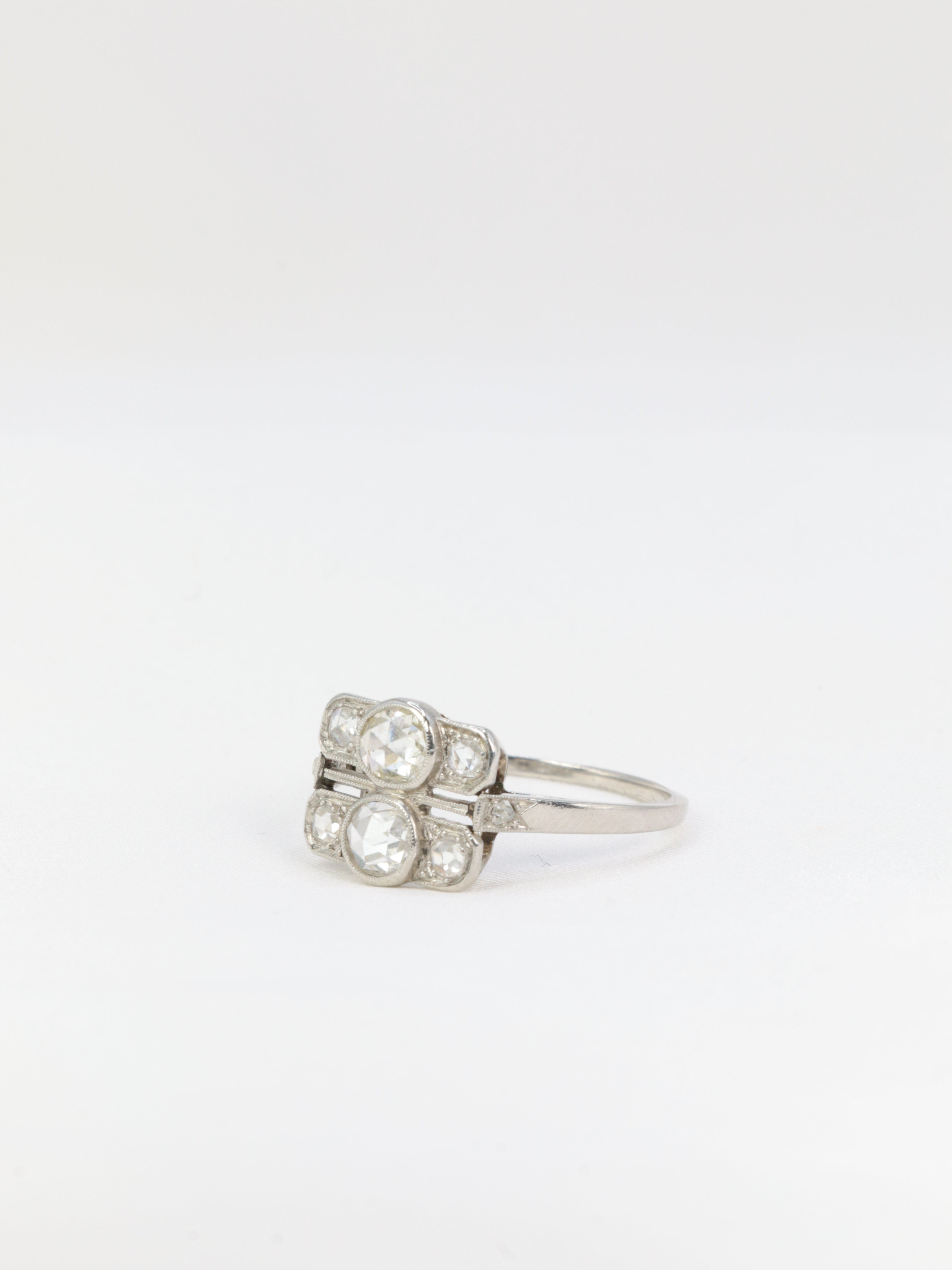 Art Deco Platinum and Rose Cut Diamond Ring