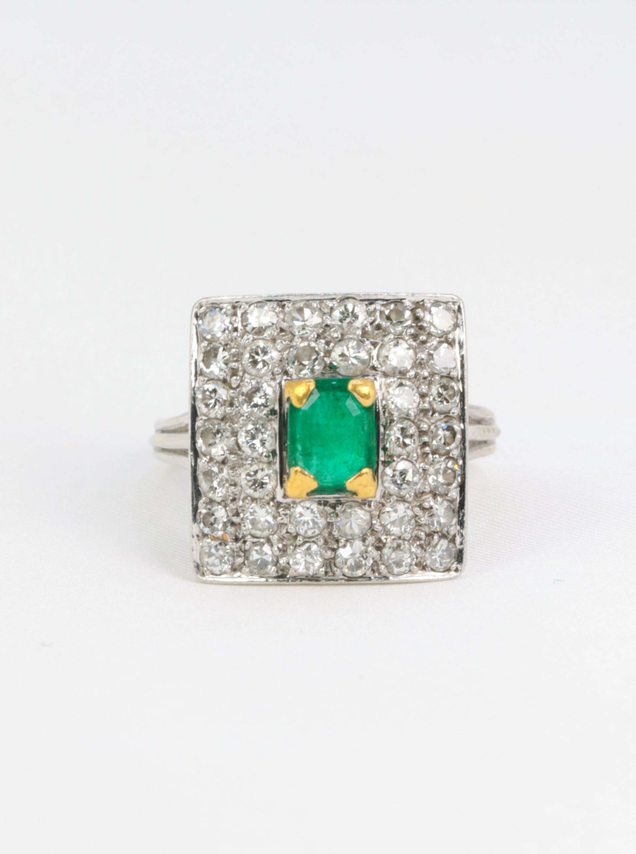 Vintage gold, emerald and diamond ring