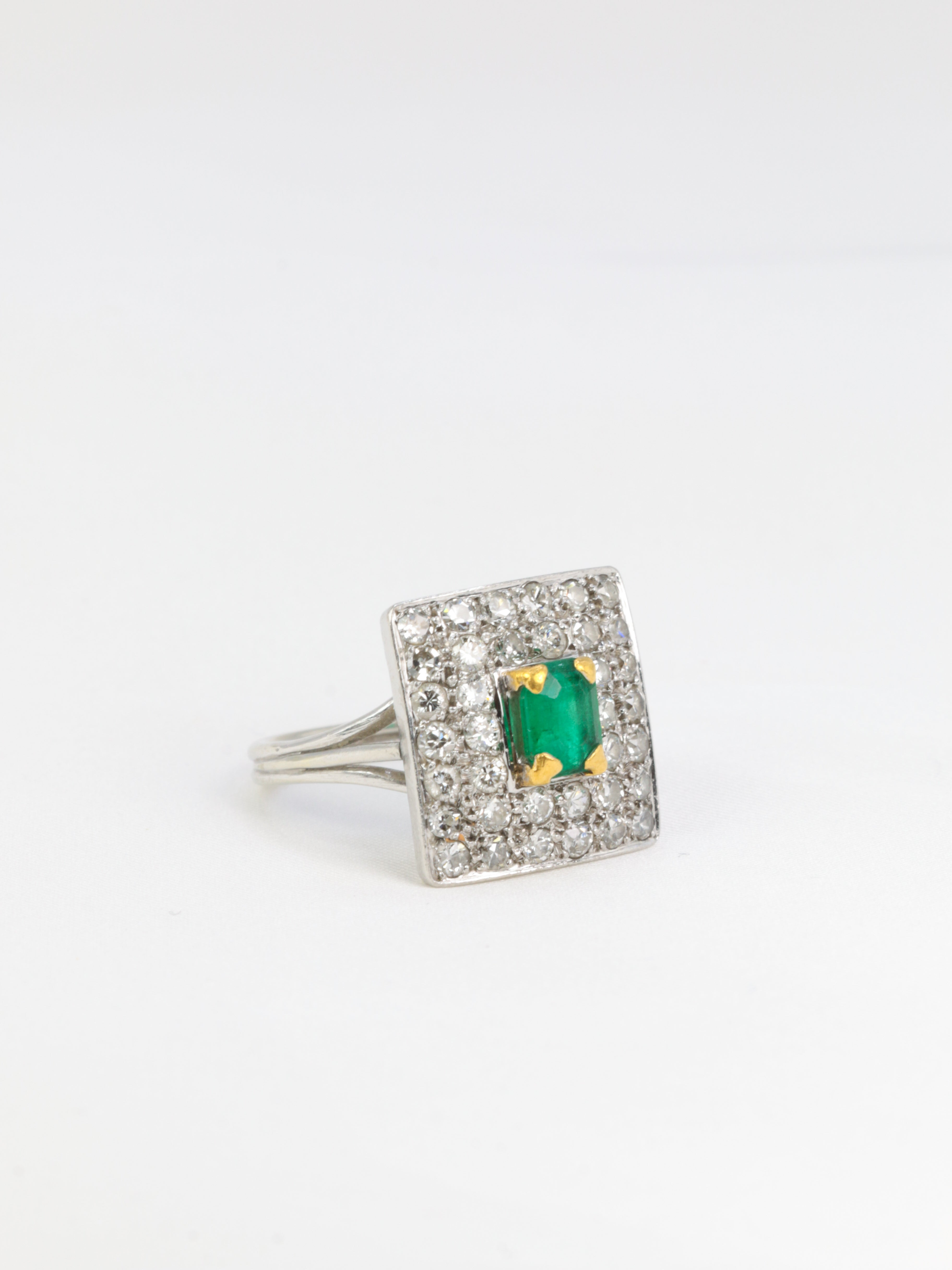 Vintage gold, emerald and diamond ring