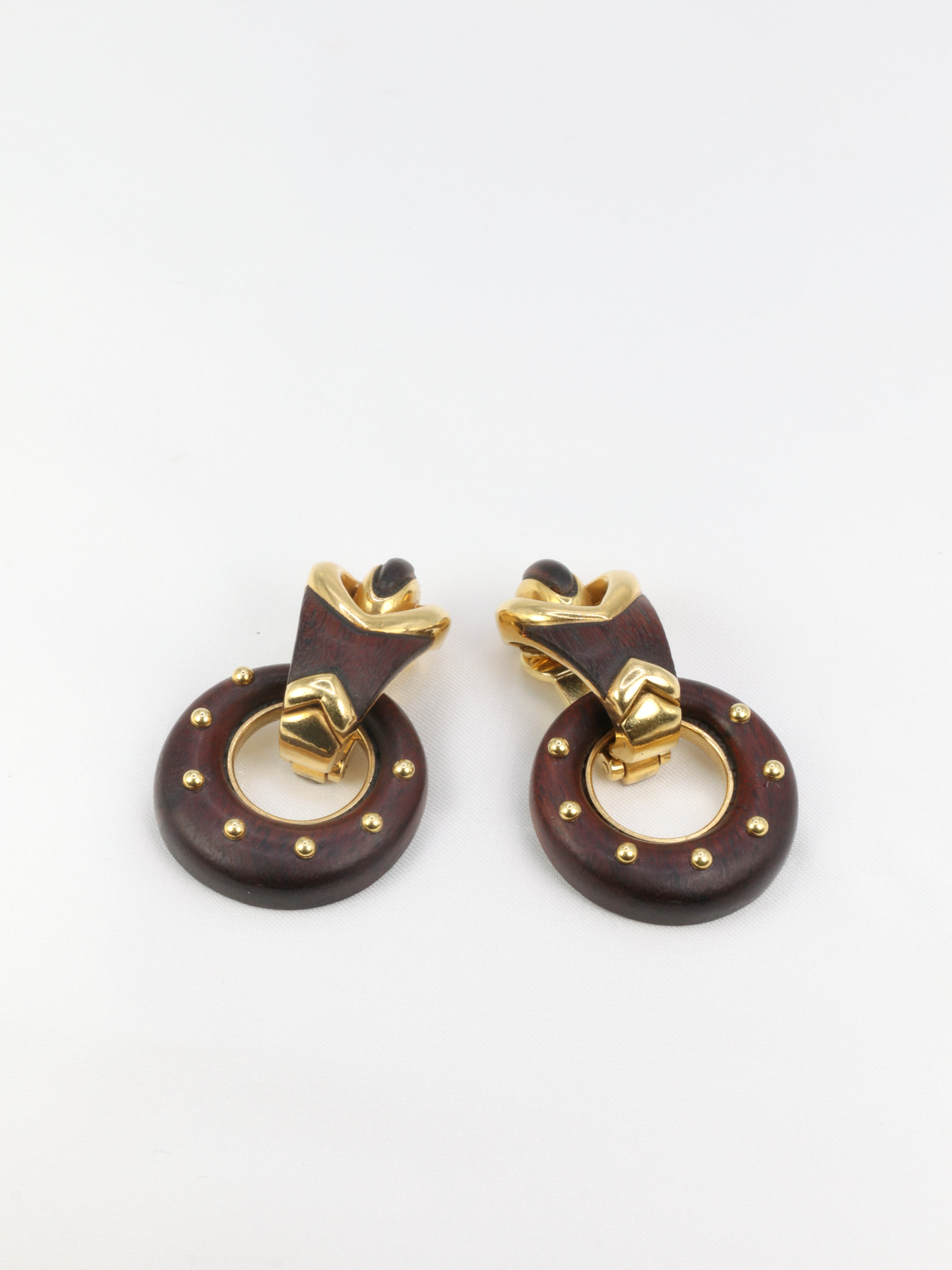 Boucles d’oreilles en or et Bois d’amourette