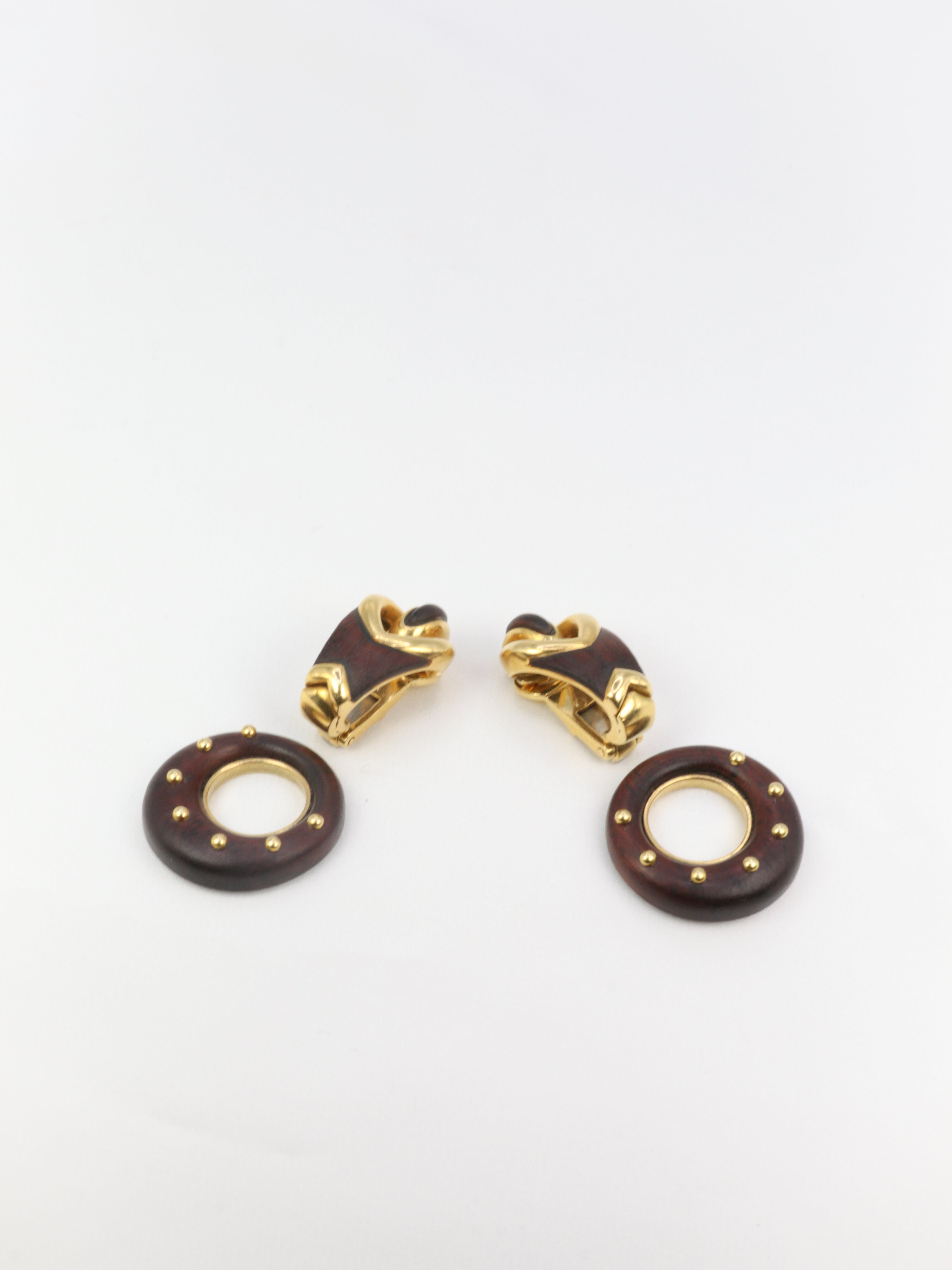 Boucles d’oreilles en or et Bois d’amourette