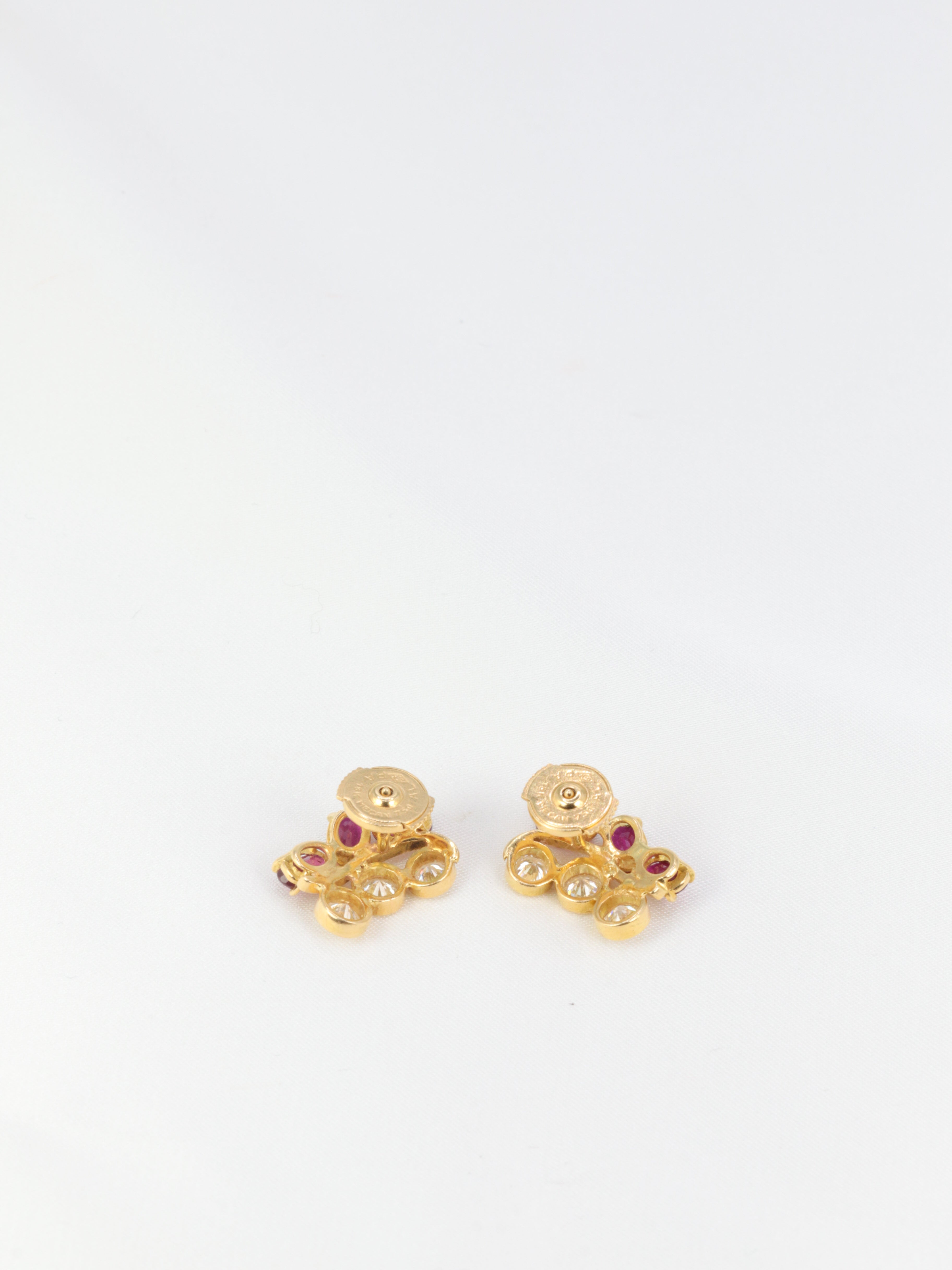 Boucles d’oreilles vintage en or, diamants et grenats