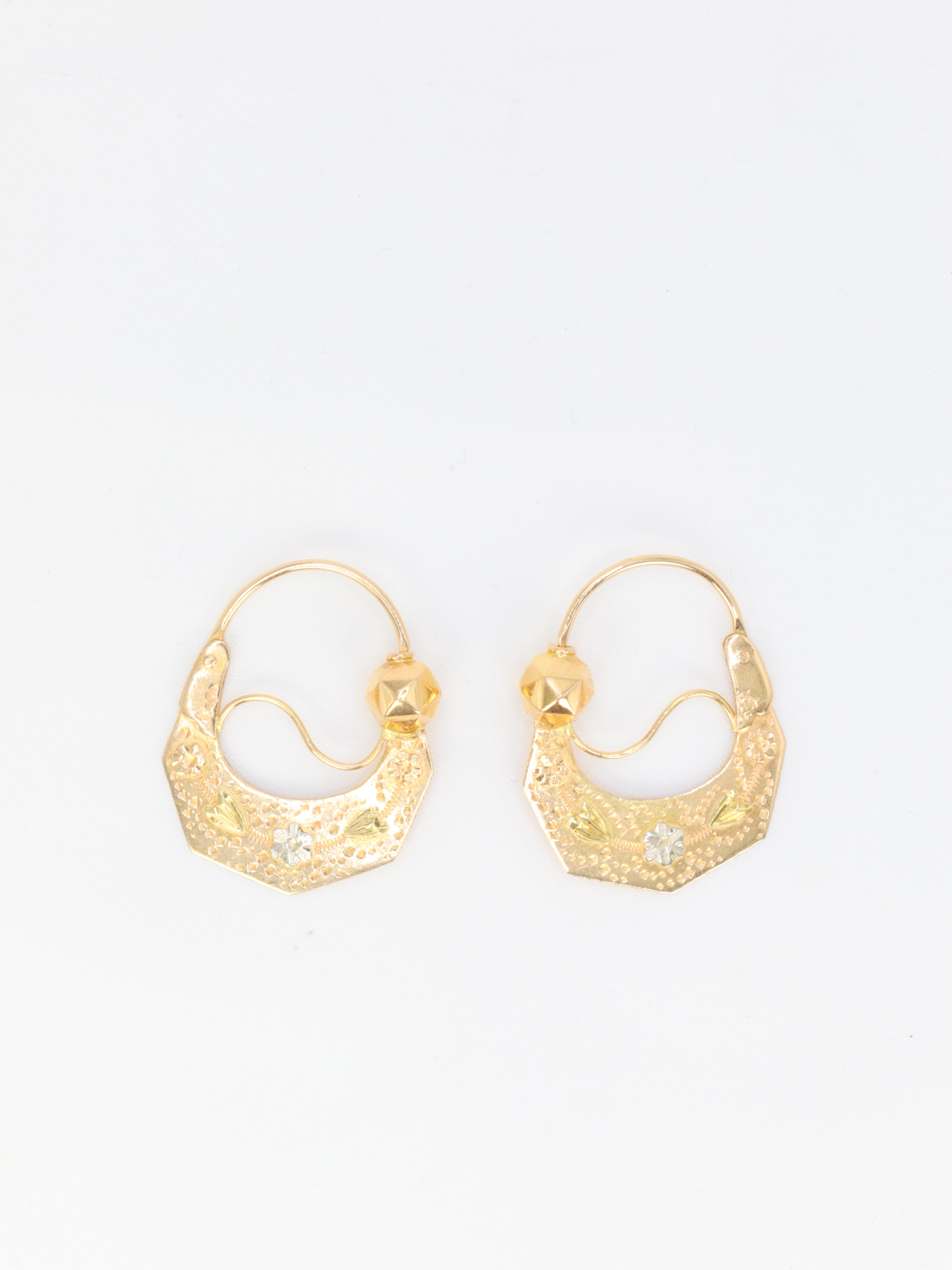 Pair of old Savoyard gold hoop earrings