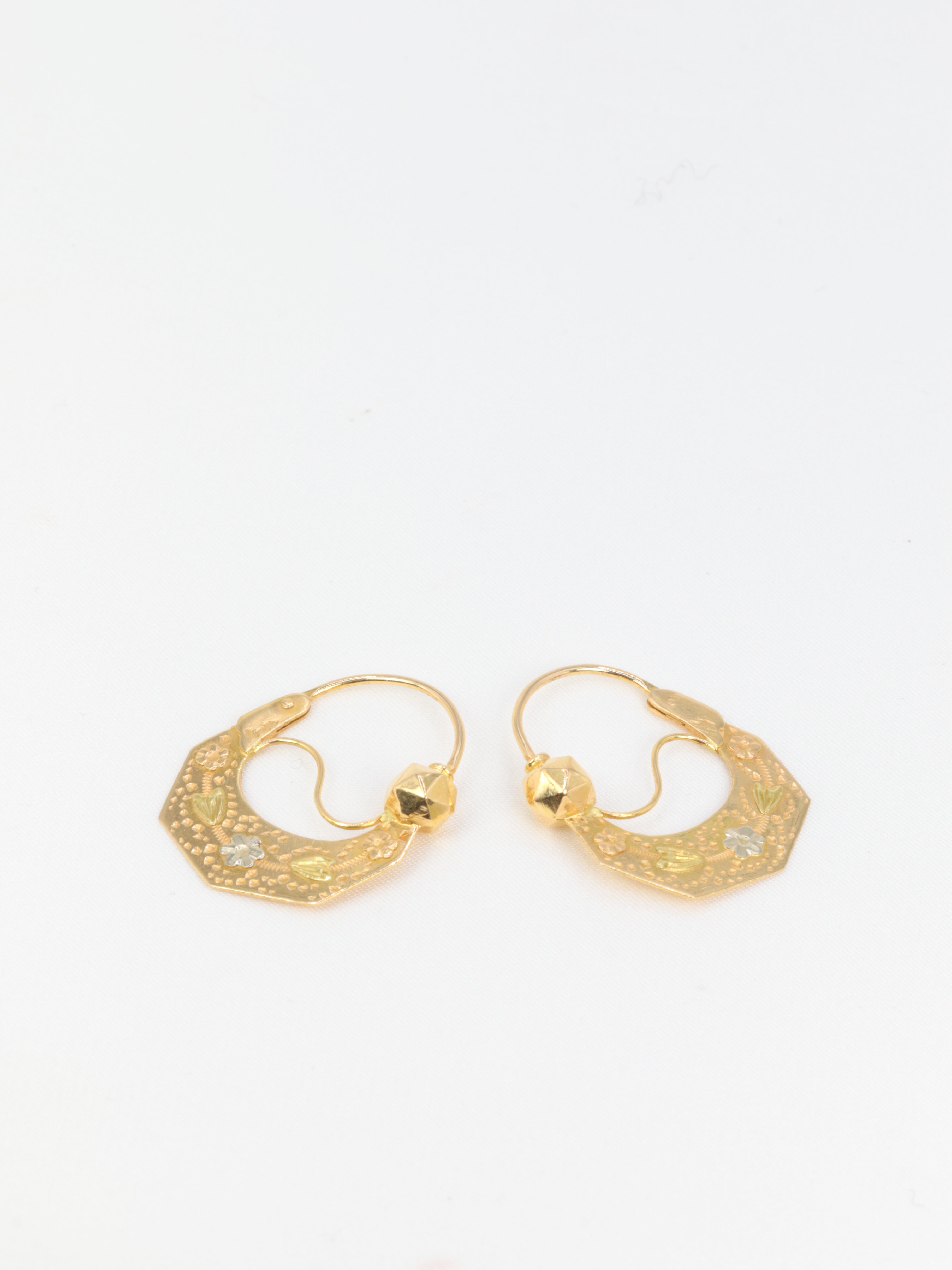 Pair of old Savoyard gold hoop earrings