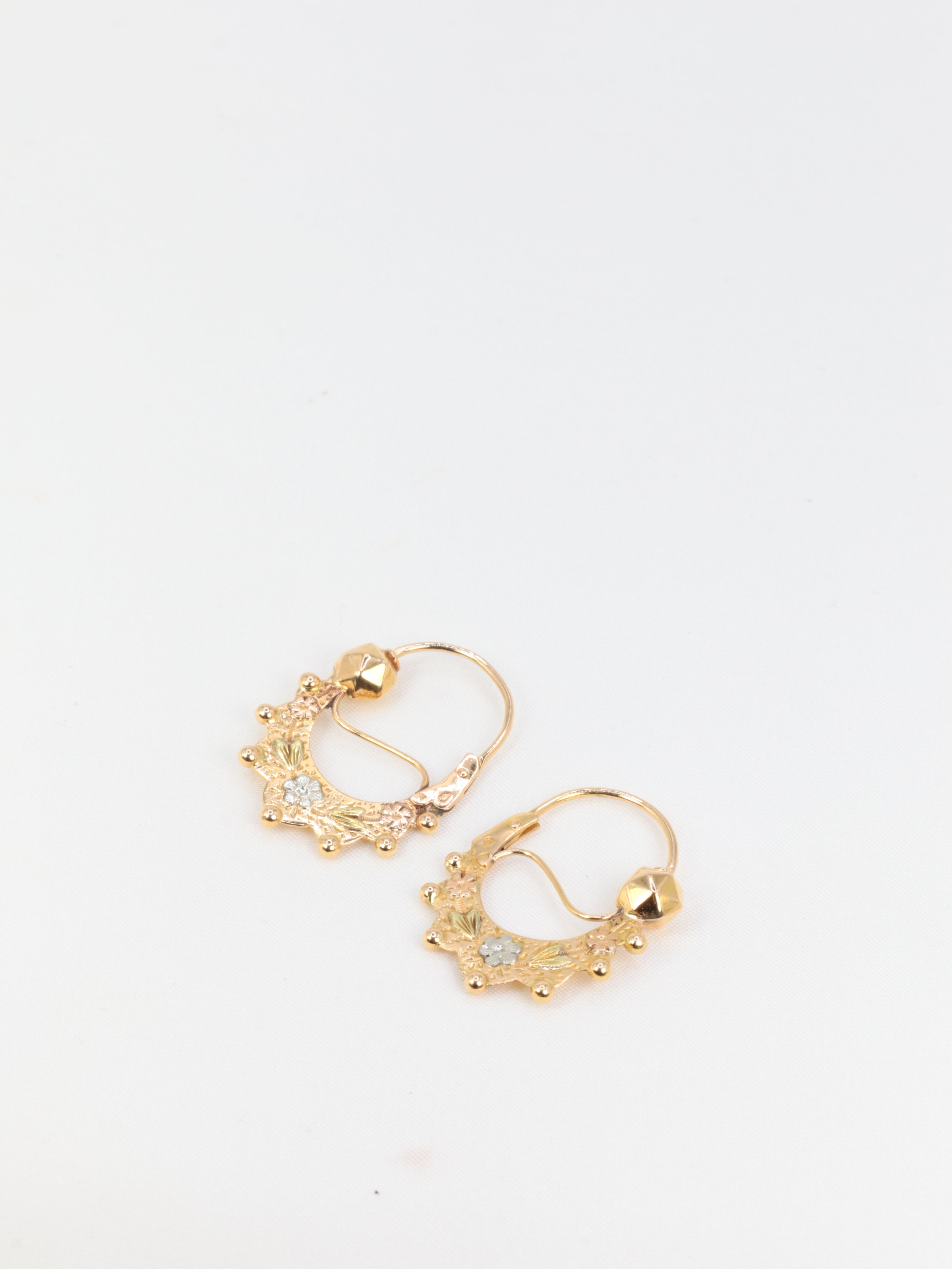 Paire de créoles savoyardes anciennes ou Tarines en or jaune