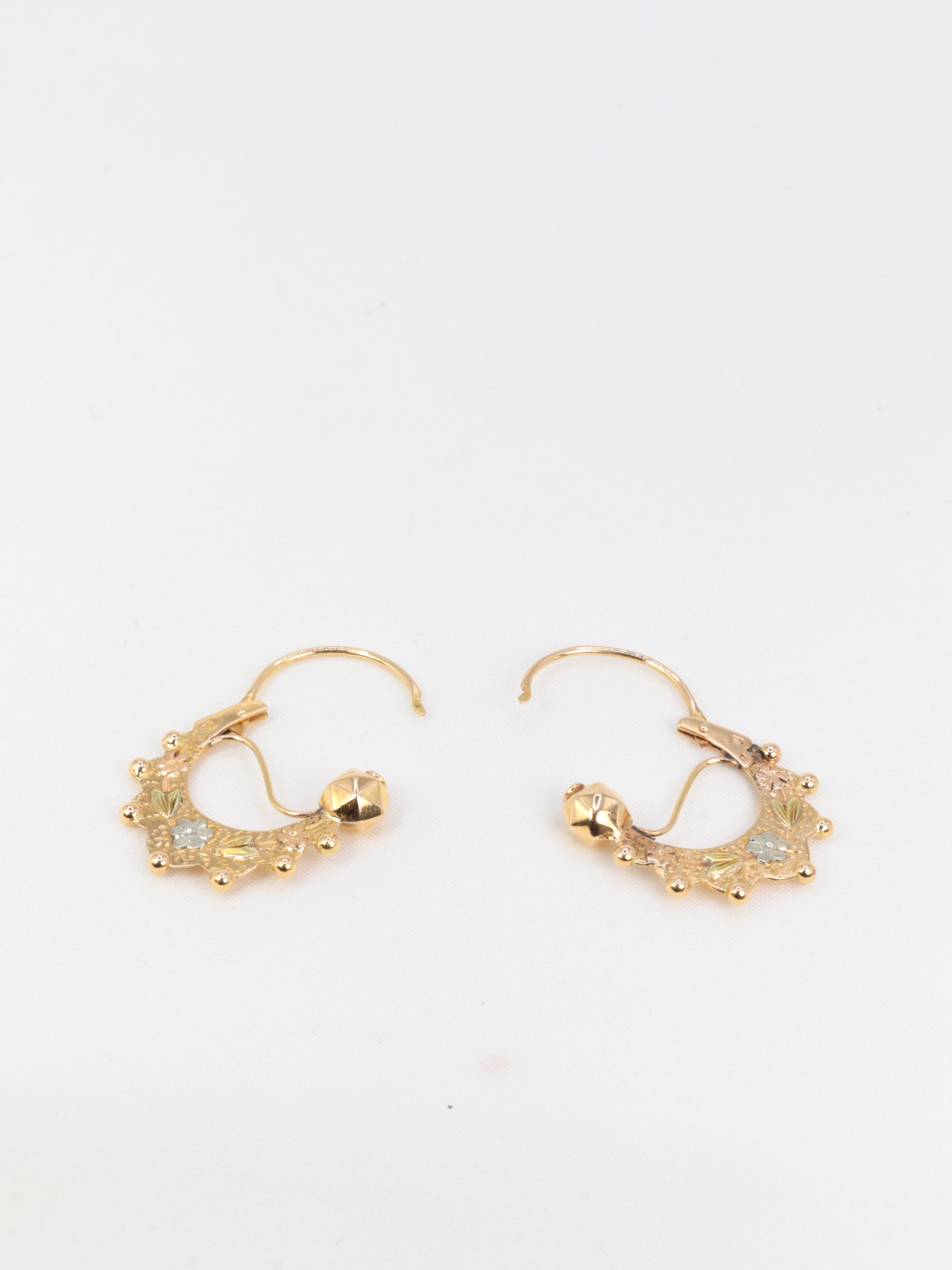 Paire de créoles savoyardes anciennes ou Tarines en or jaune