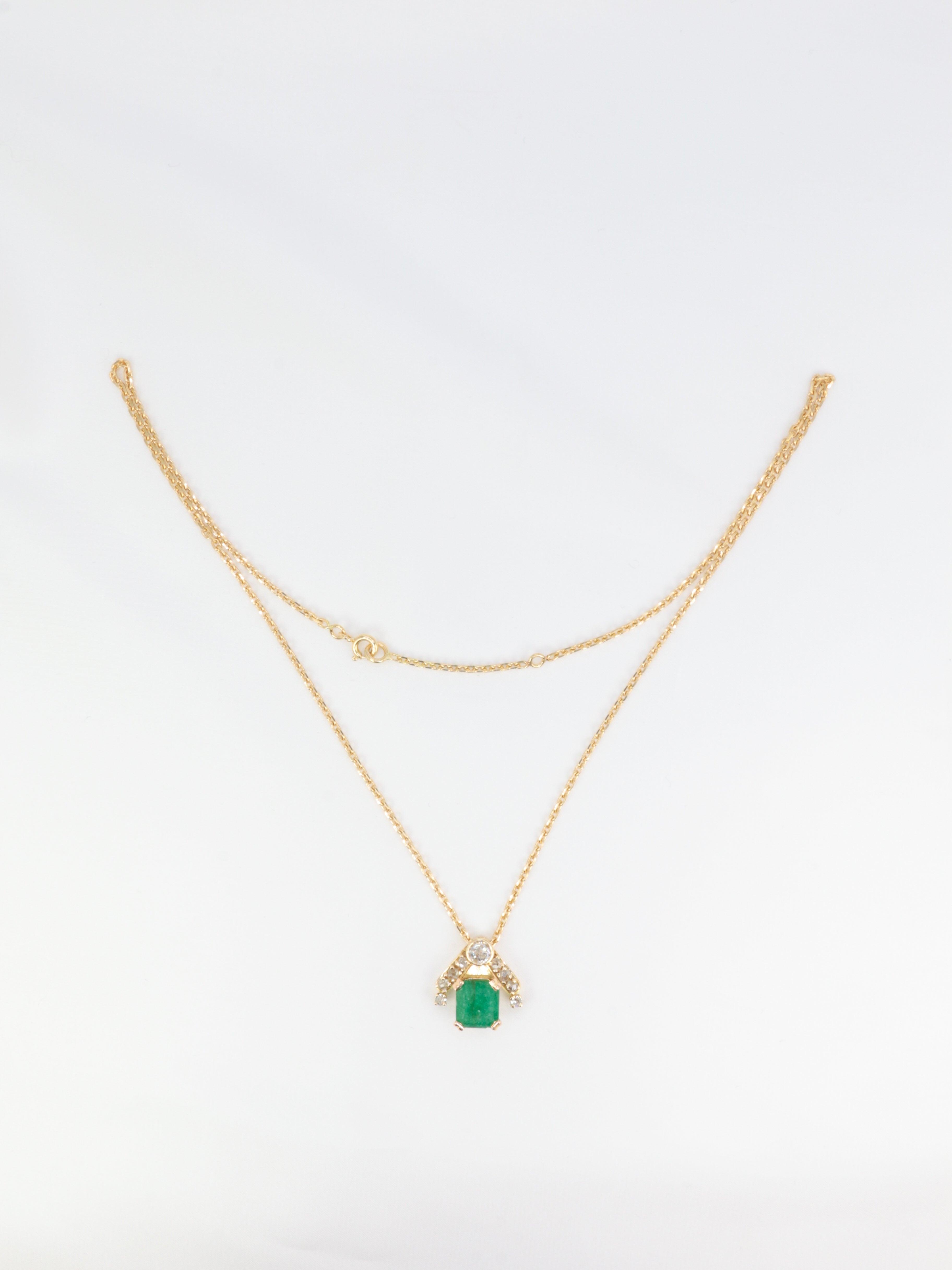 Vintage gold, emerald and diamond necklace