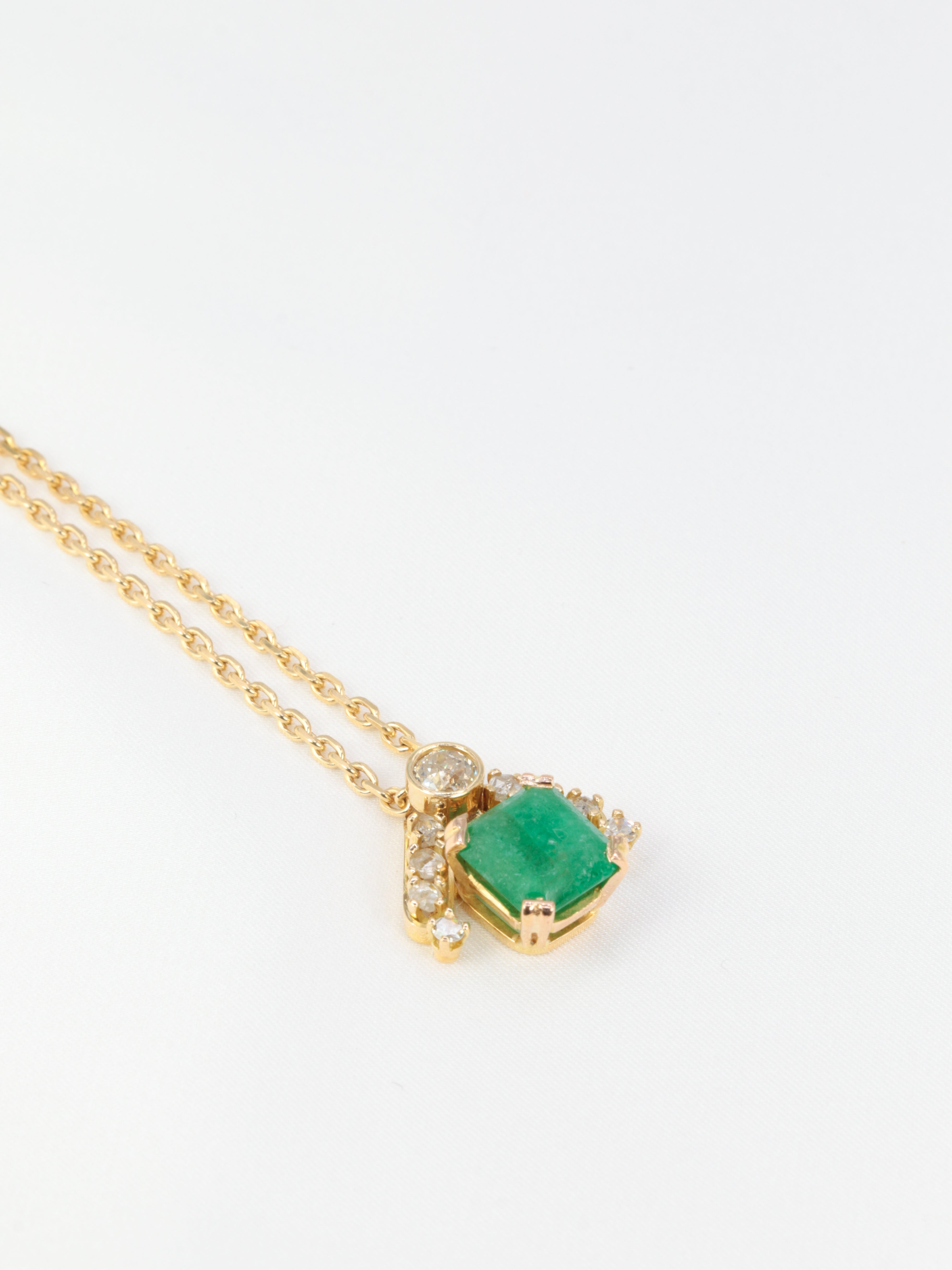 Vintage gold, emerald and diamond necklace